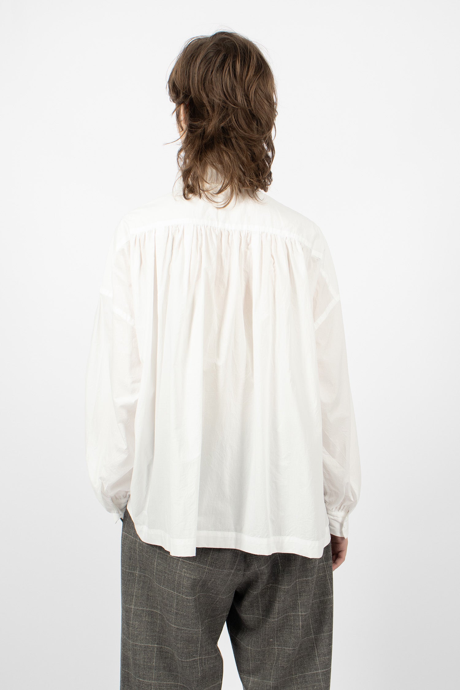 Lace Pin Tuck Ruffle Shirt White