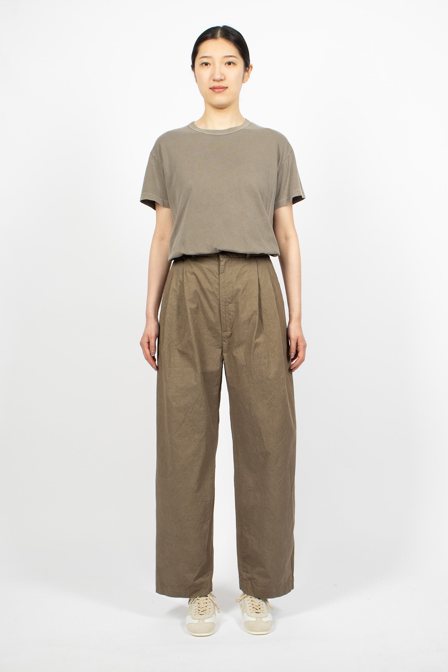 LST07 Crinkled Wide Trousers Mud