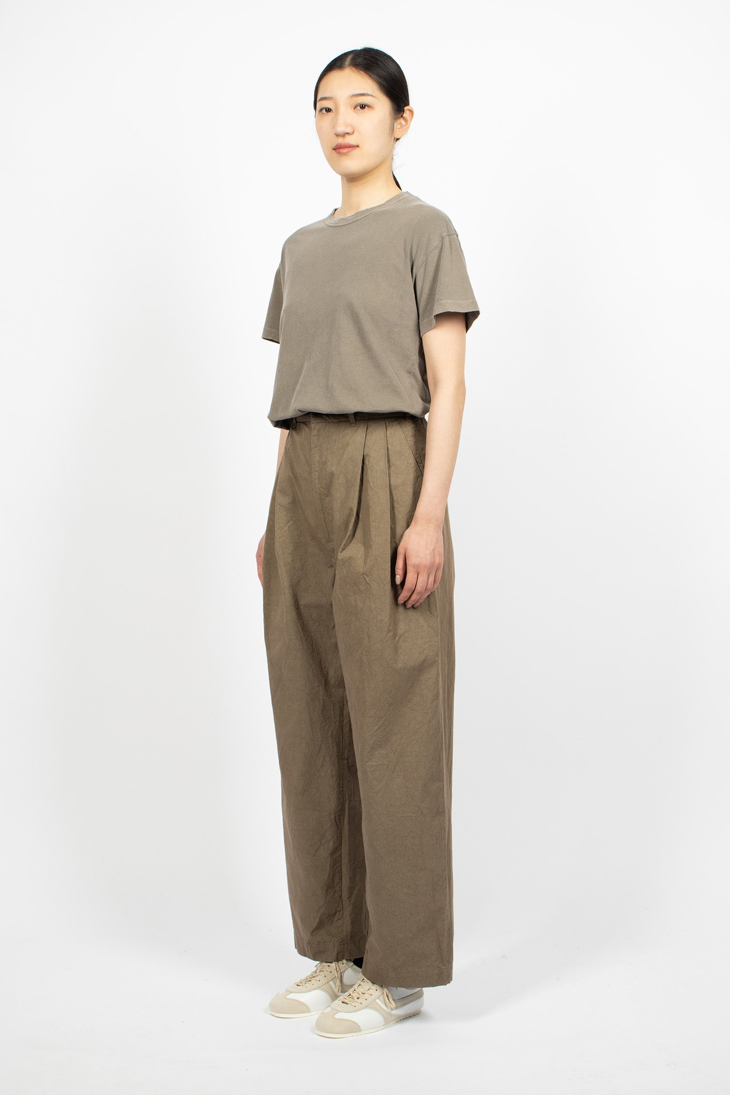 LST07 Crinkled Wide Trousers Mud