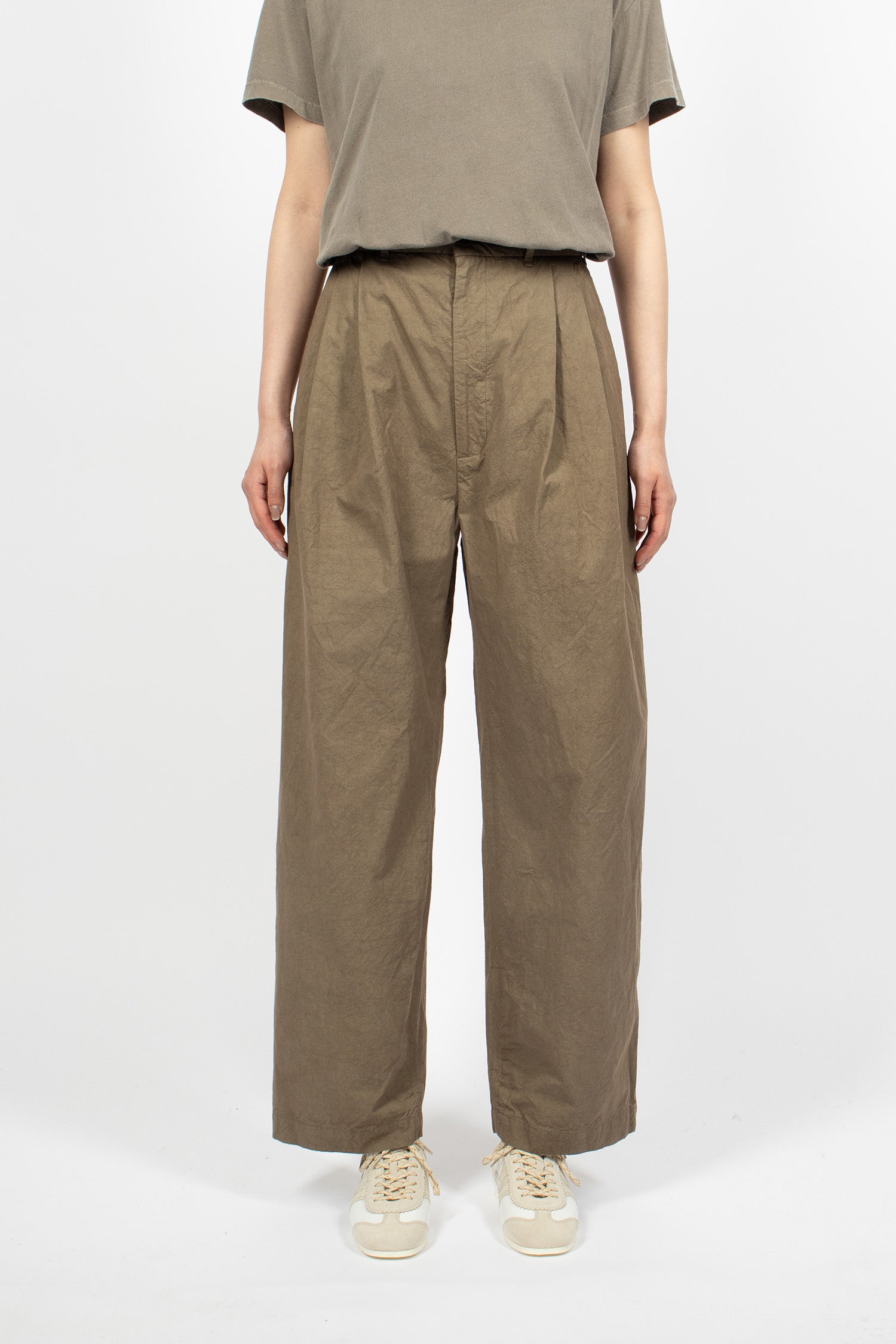 LST07 Crinkled Wide Trousers Mud