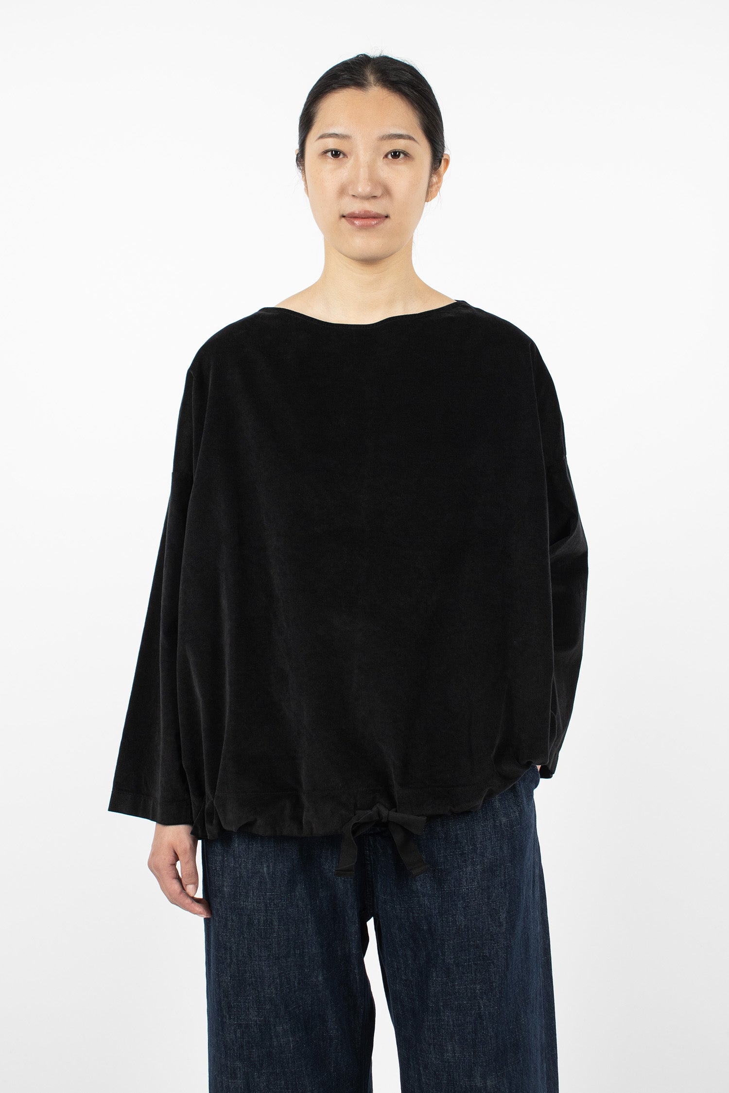 12167 Drawstring-Hem T-Shirt V Black
