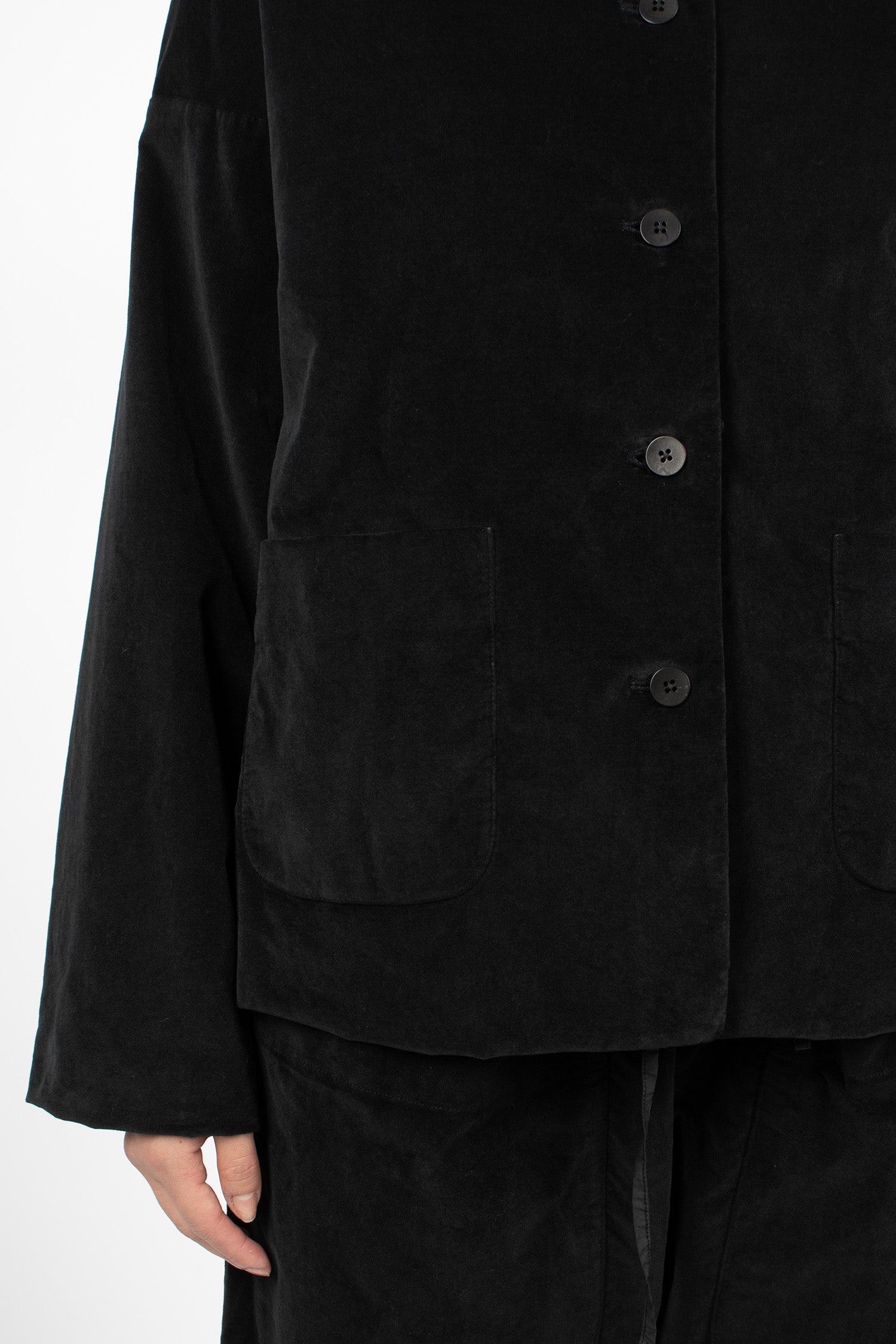 4279 Velvet Shirt Loose Blazer Black