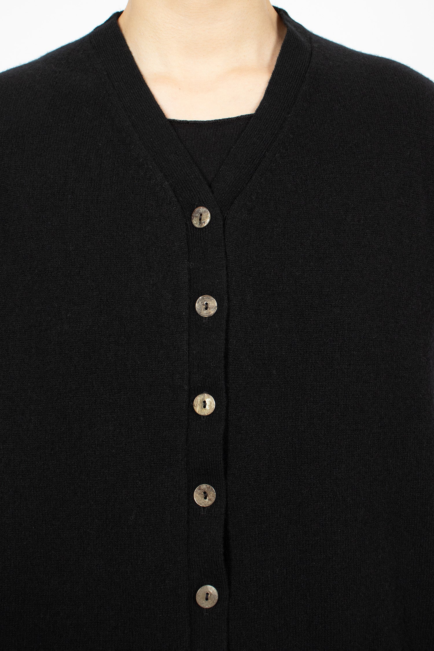 4434 Cashmere Open Vest Black