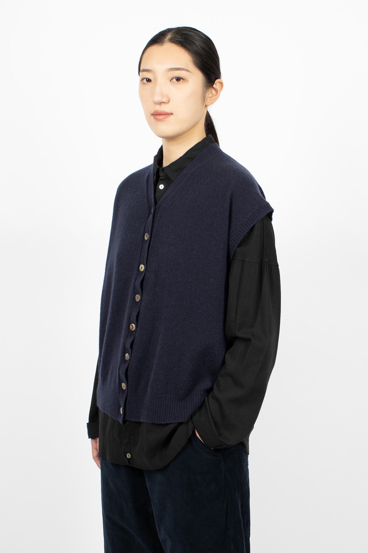 4434 Cashmere Open Vest Ink