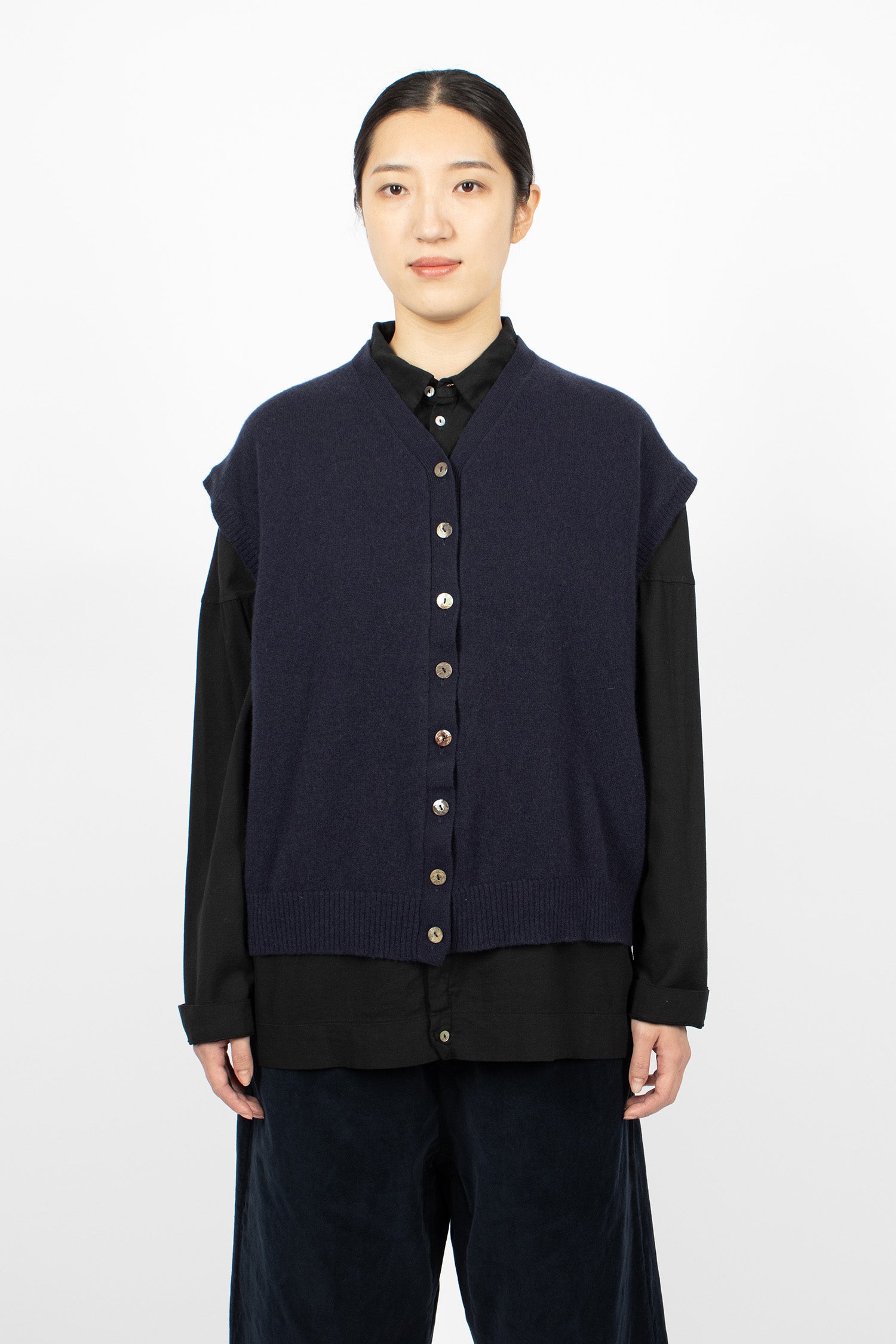 4434 Cashmere Open Vest Ink