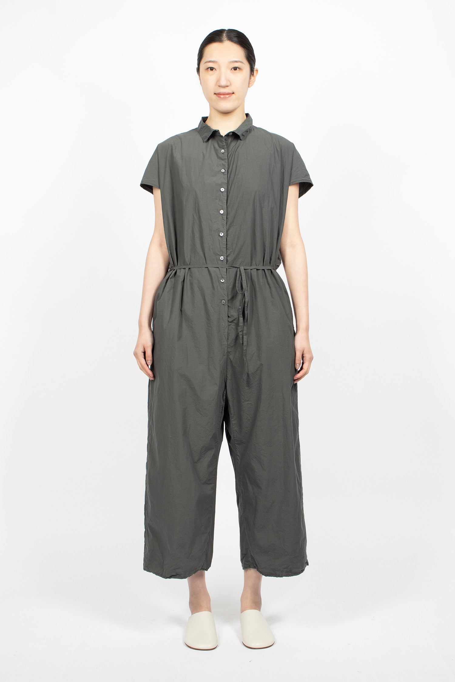 60_09 Sleeveless Collar Jumpsuit TC Thyme