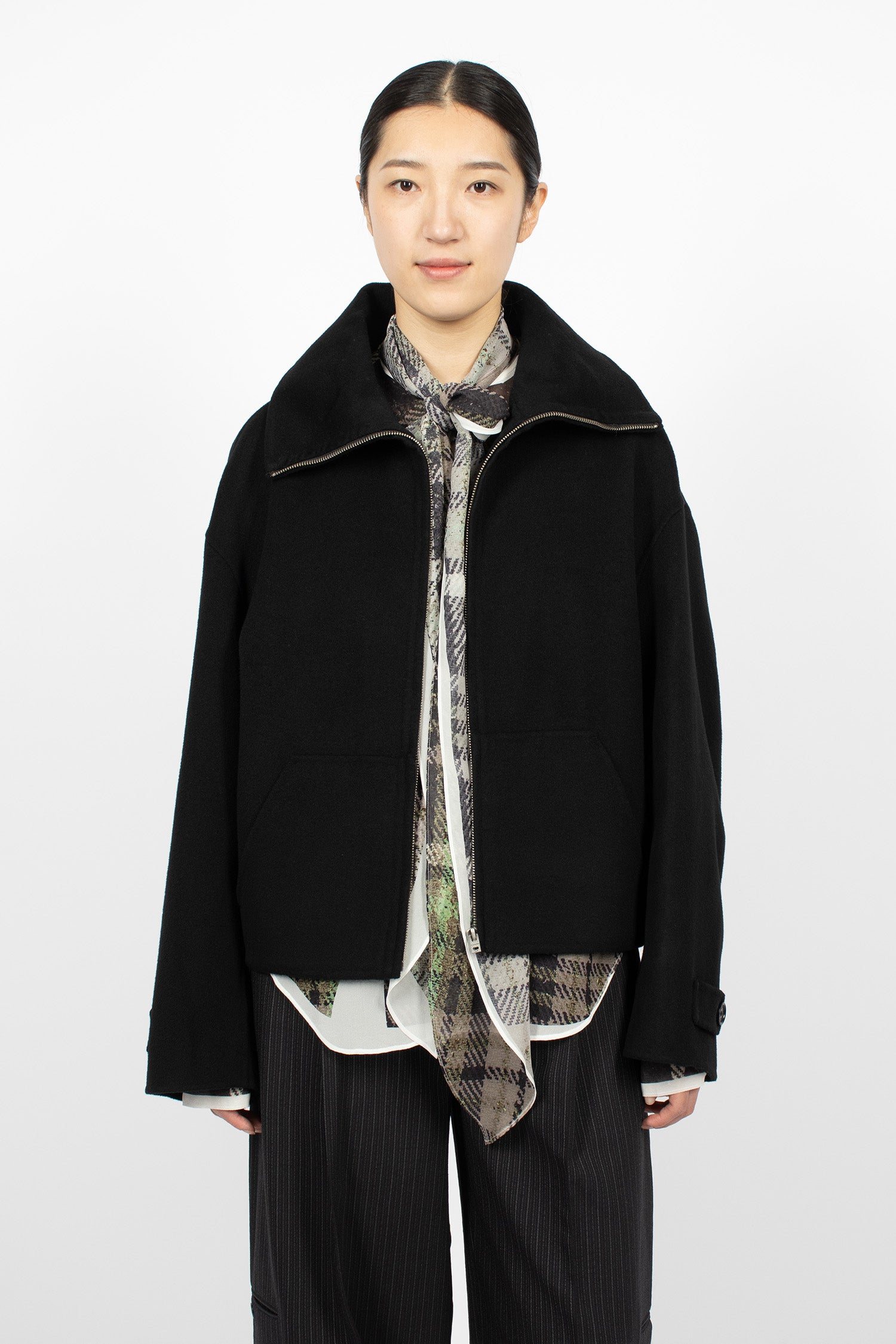 Wool Zip Jacket Black