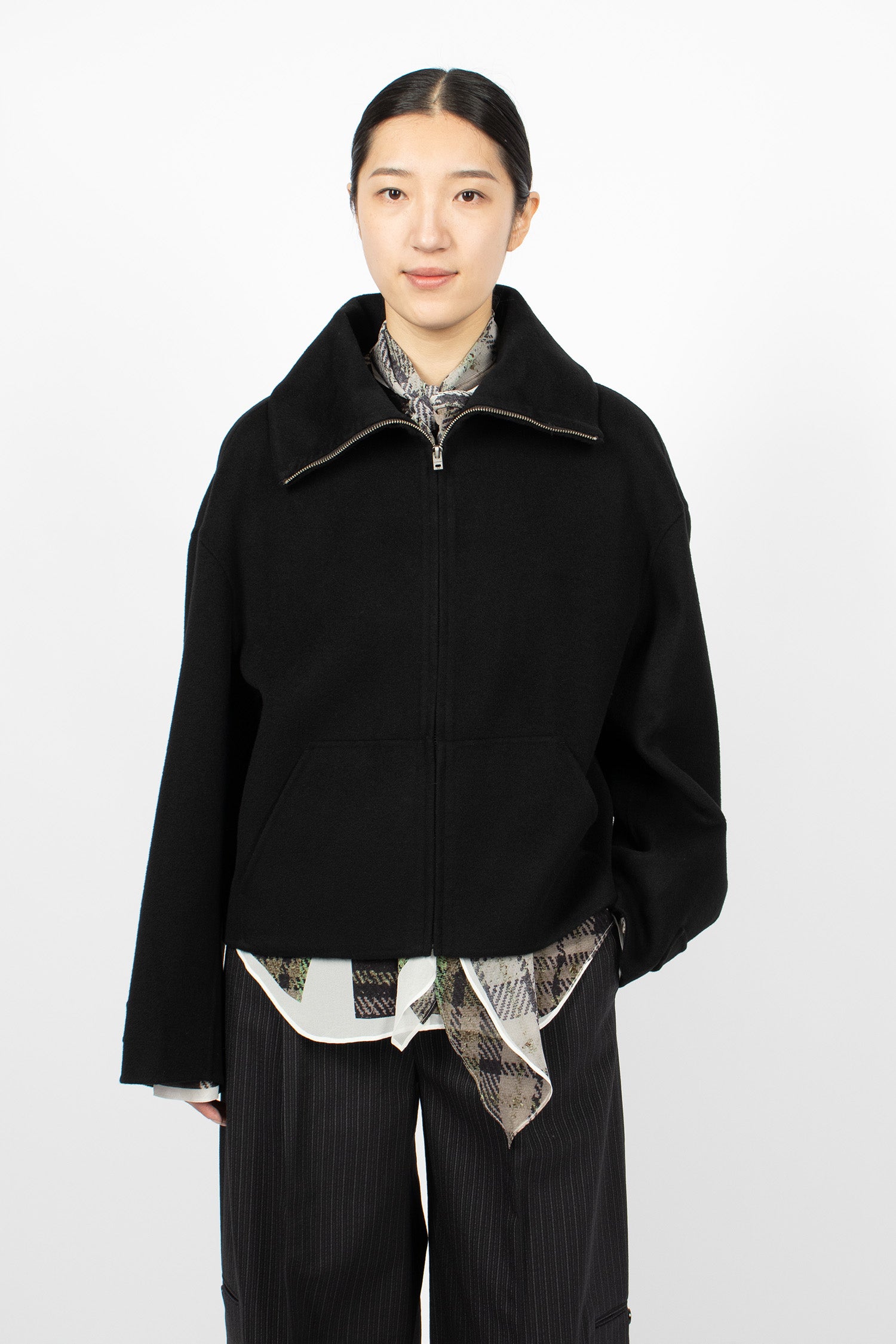 Wool Zip Jacket Black