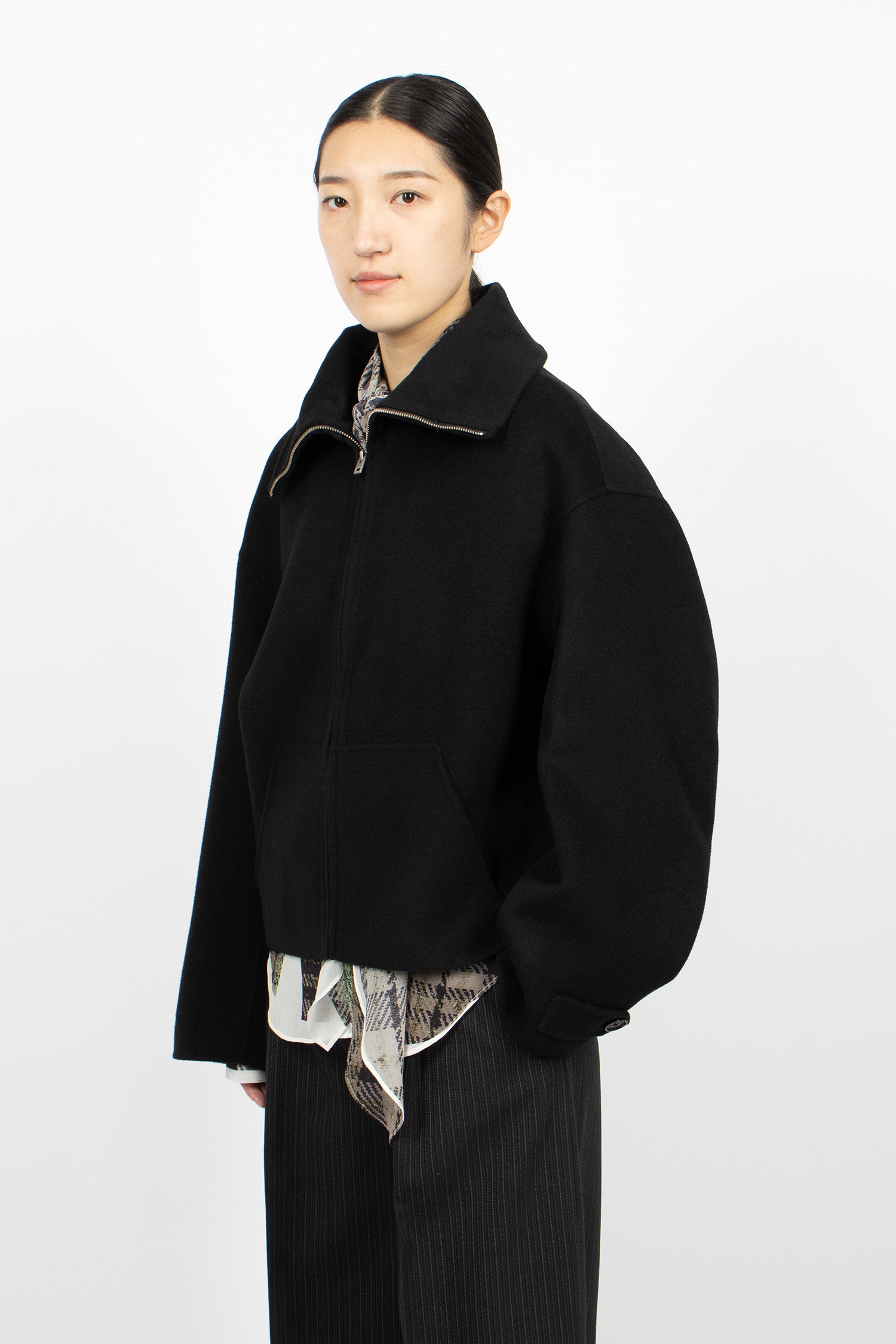 Wool Zip Jacket Black