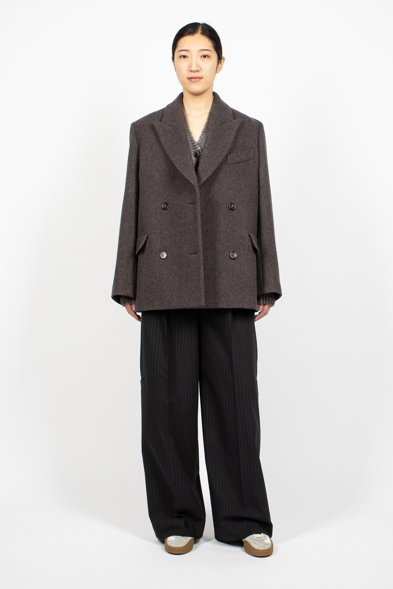 Double Breasted Jacket Brown Melange