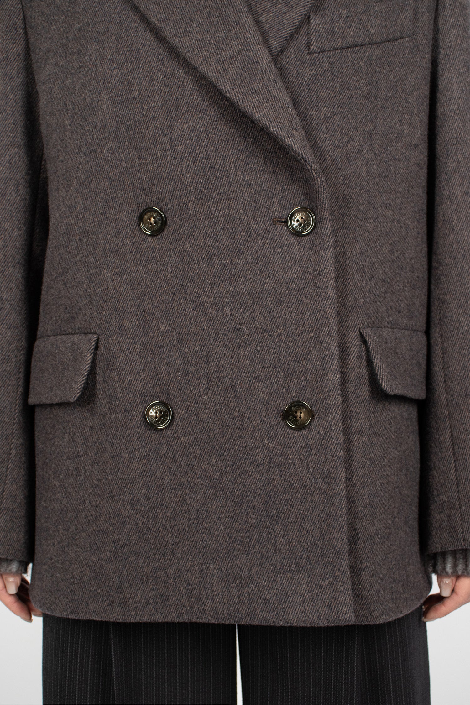 Double Breasted Jacket Brown Melange