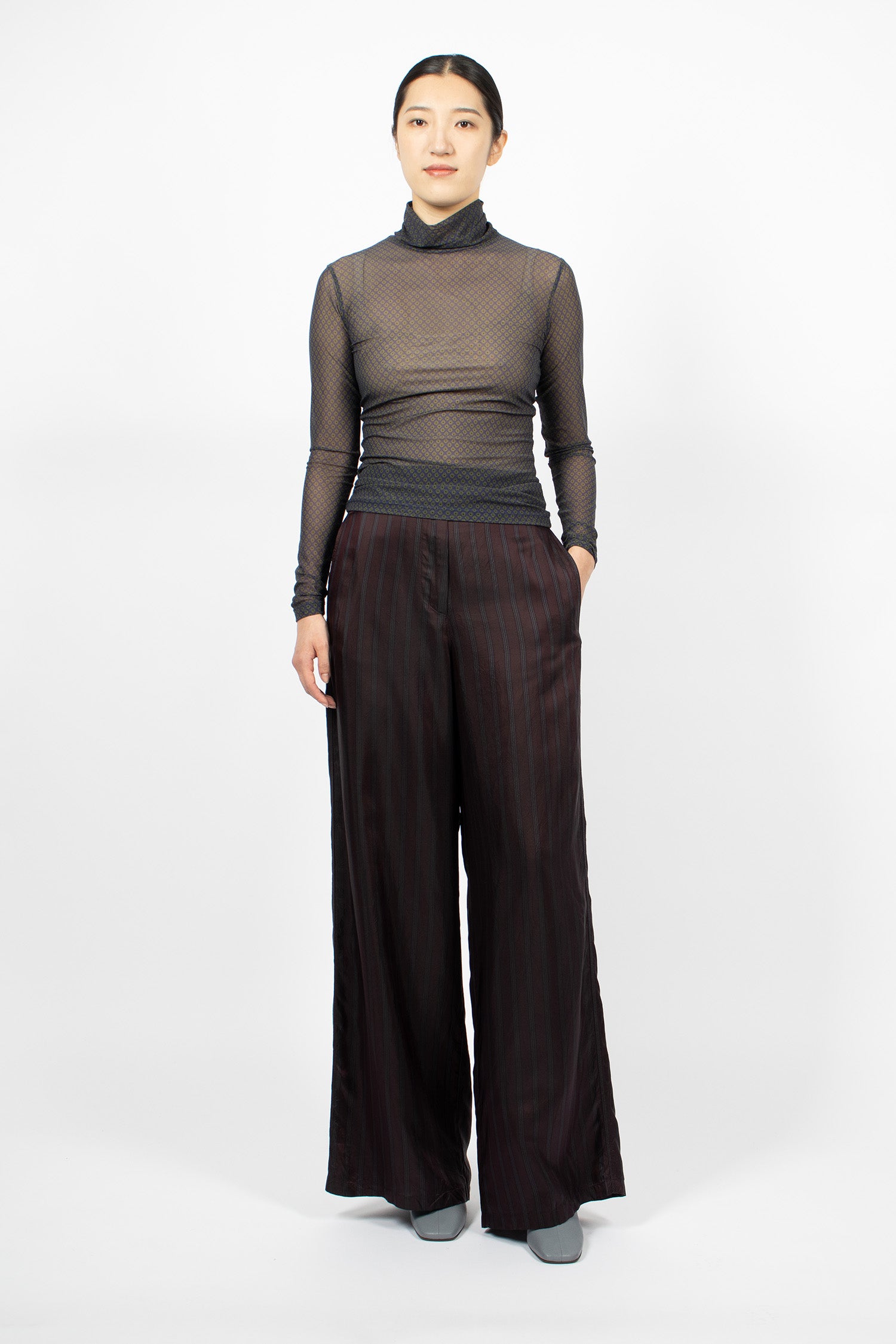 Printed Turtleneck Tee Navy