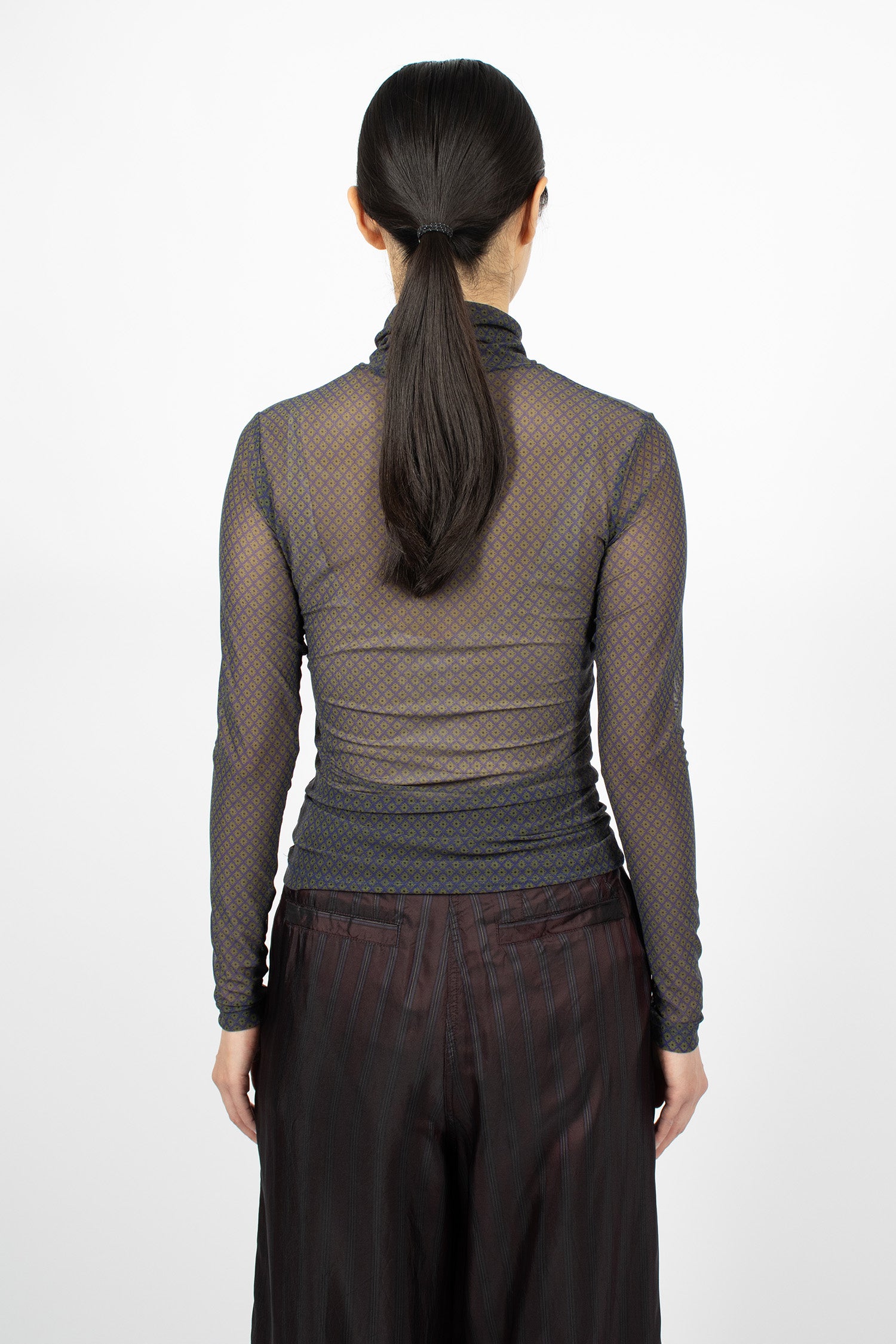 Printed Turtleneck Tee Navy