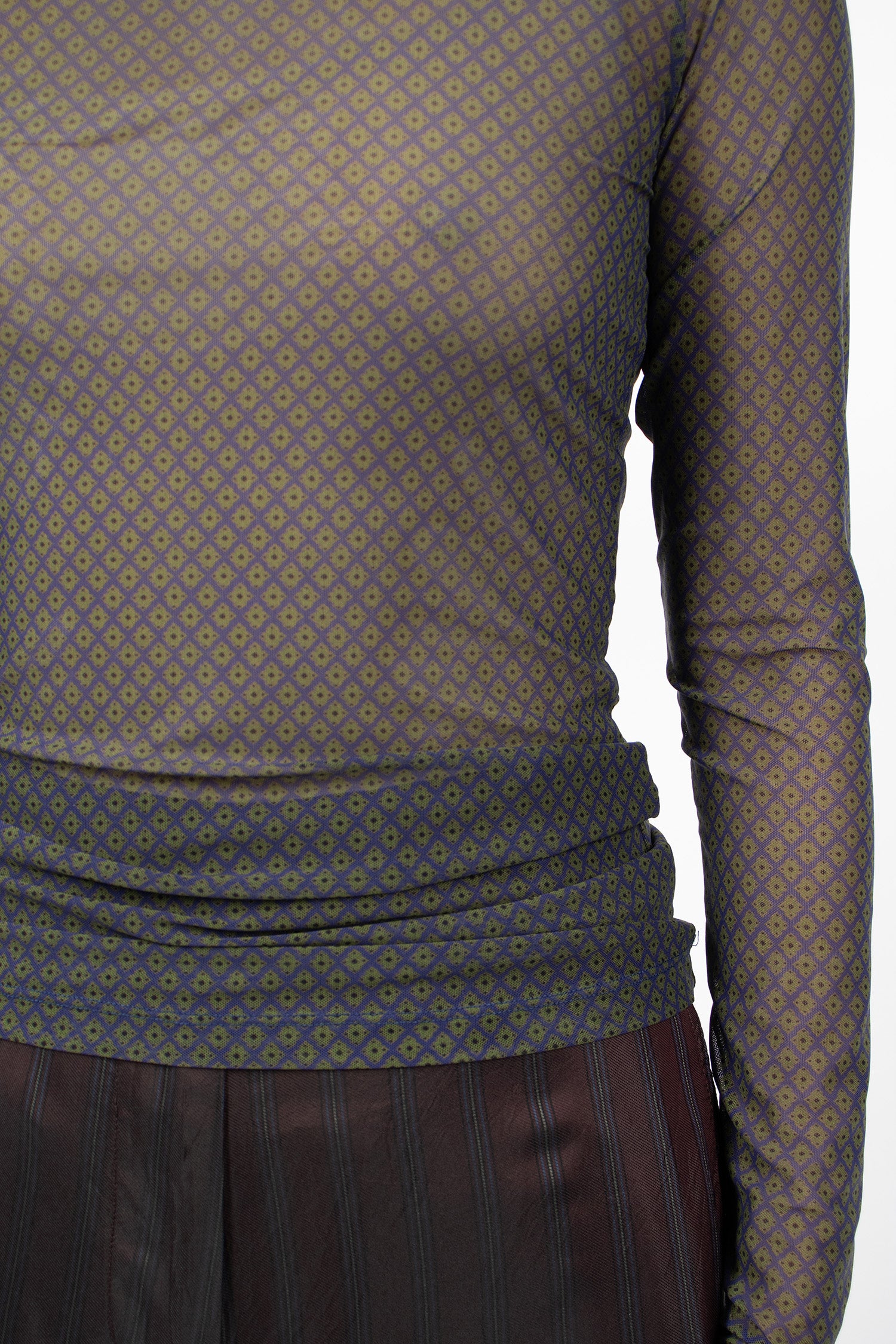 Printed Turtleneck Tee Navy