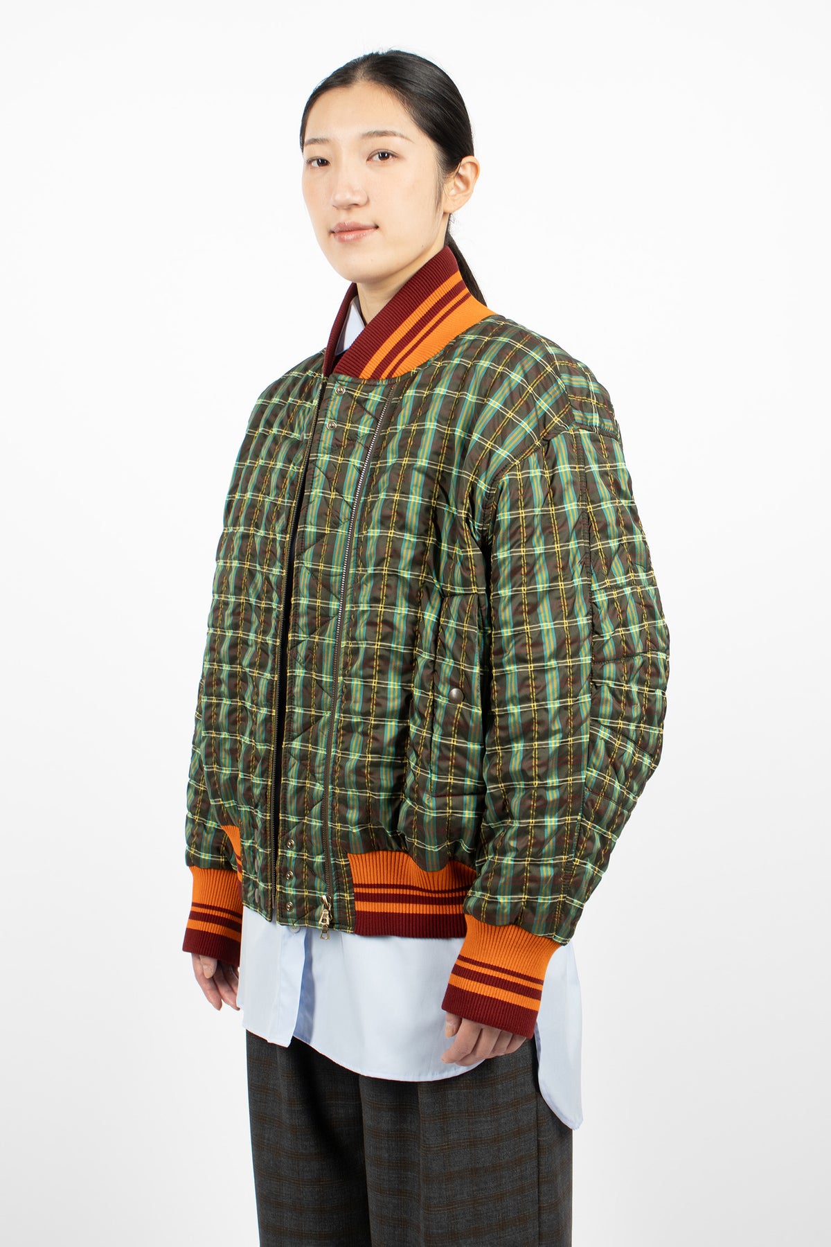 Padded Check Bomber Khaki