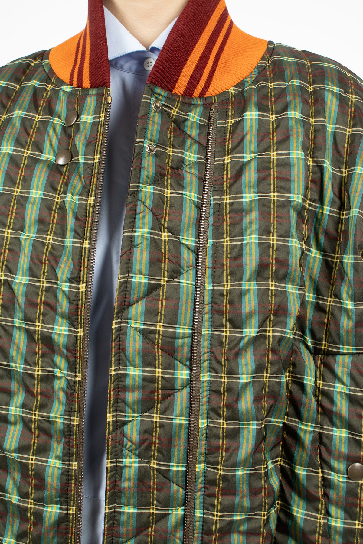 Padded Check Bomber Khaki