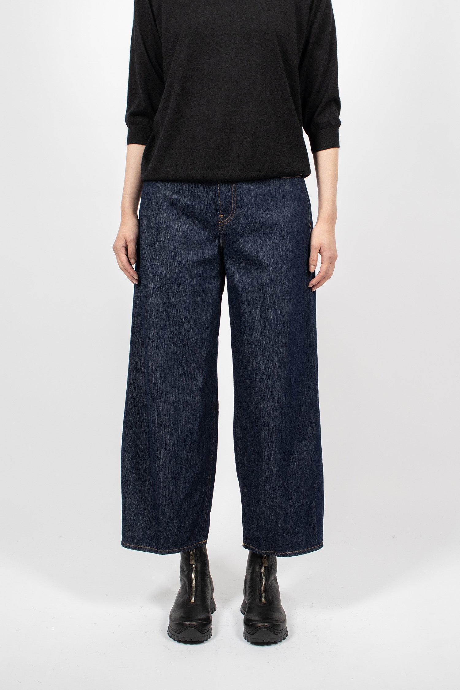 Cropped Roomy Jeans Rinsed Raw