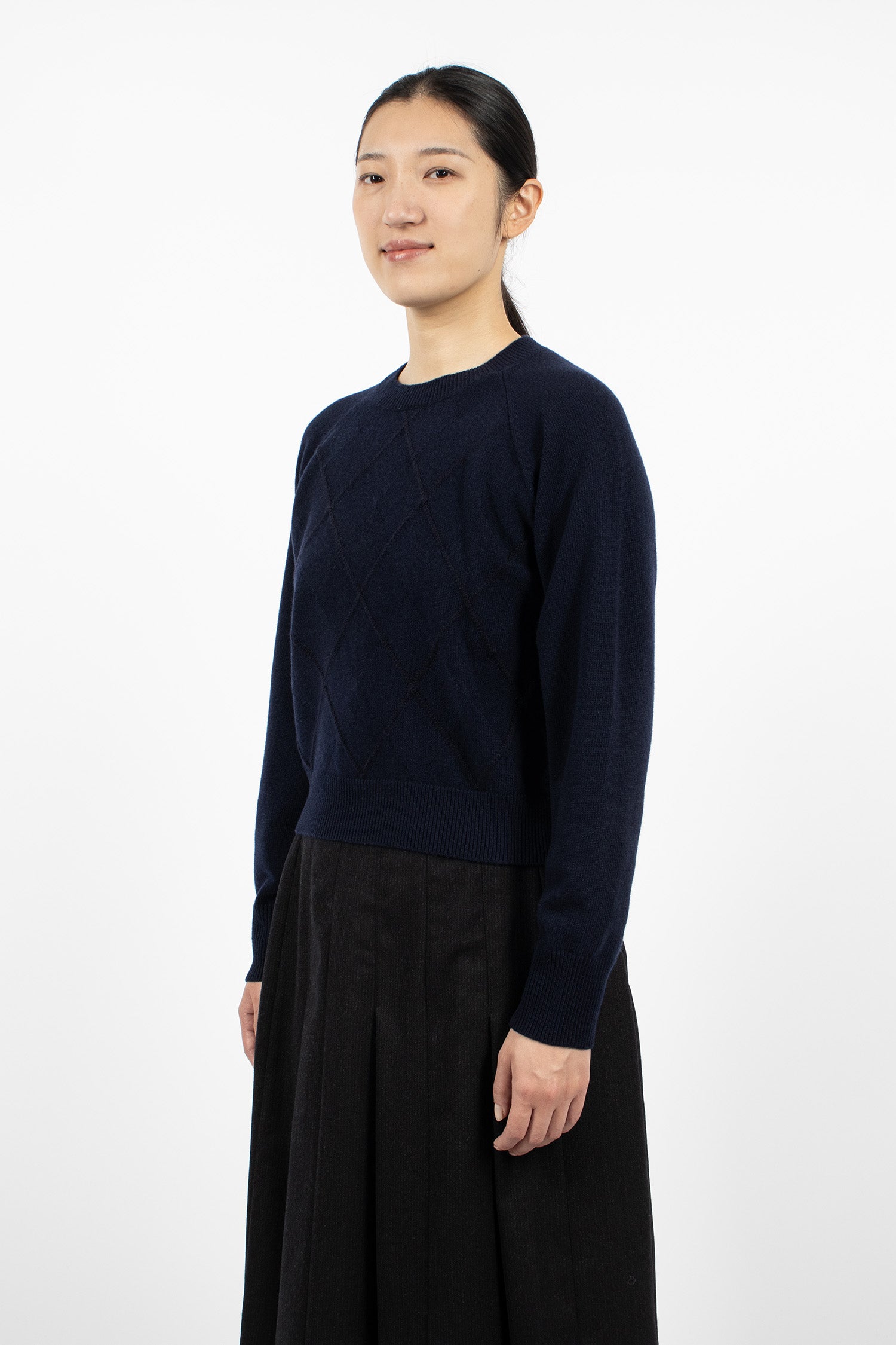 Textured Argyle Jumper Navy