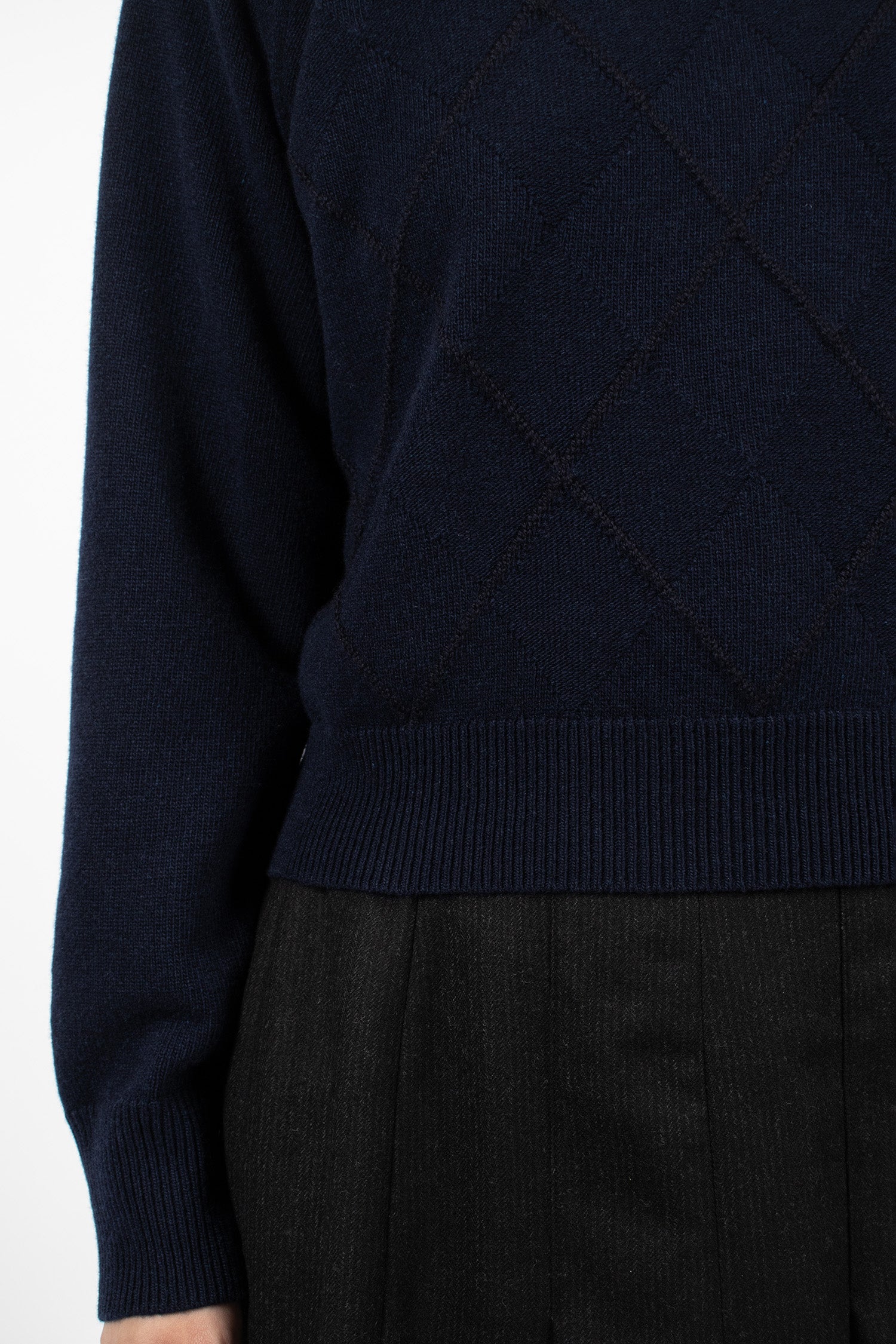 Textured Argyle Jumper Navy