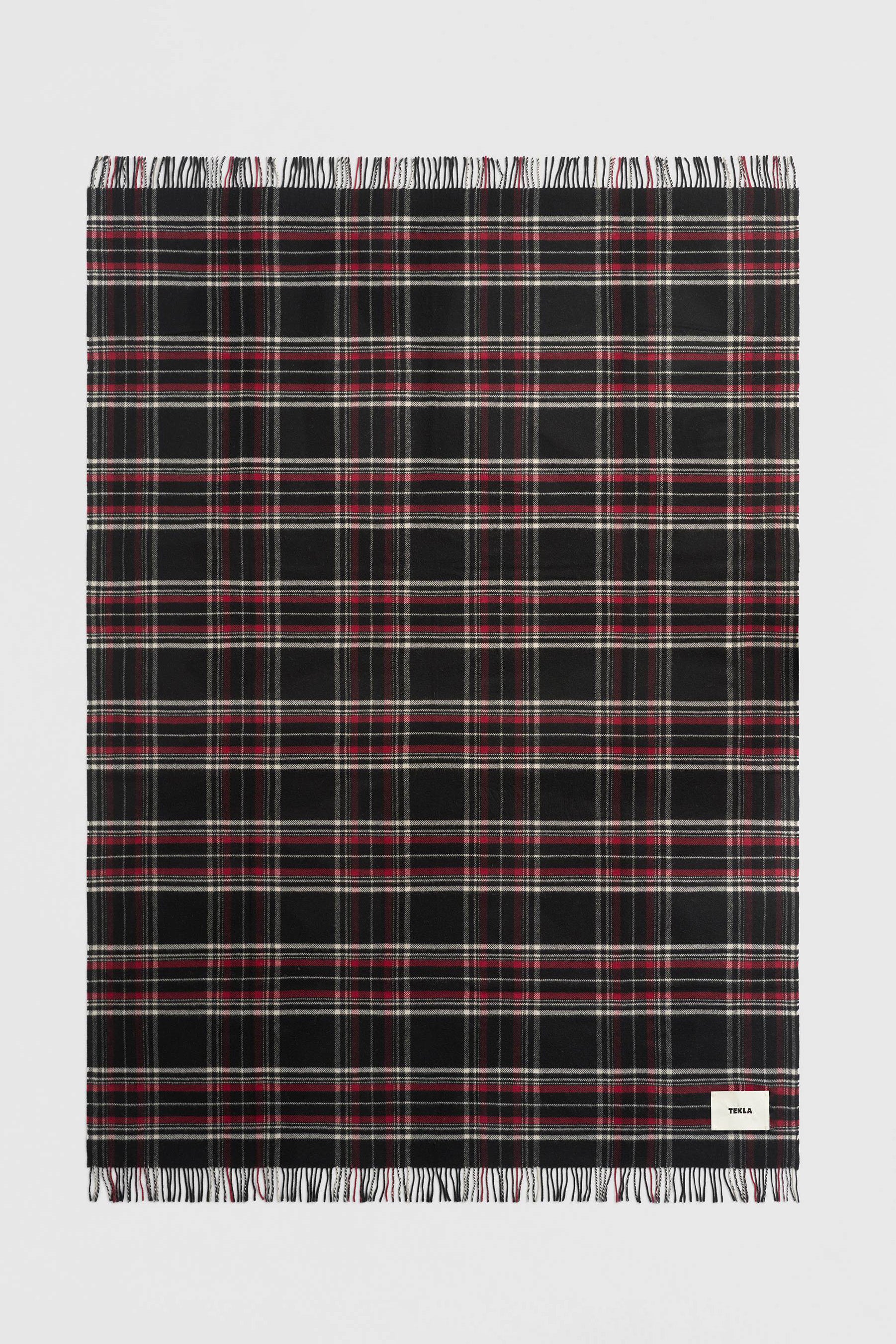 Fringed Blanket Black Plaid