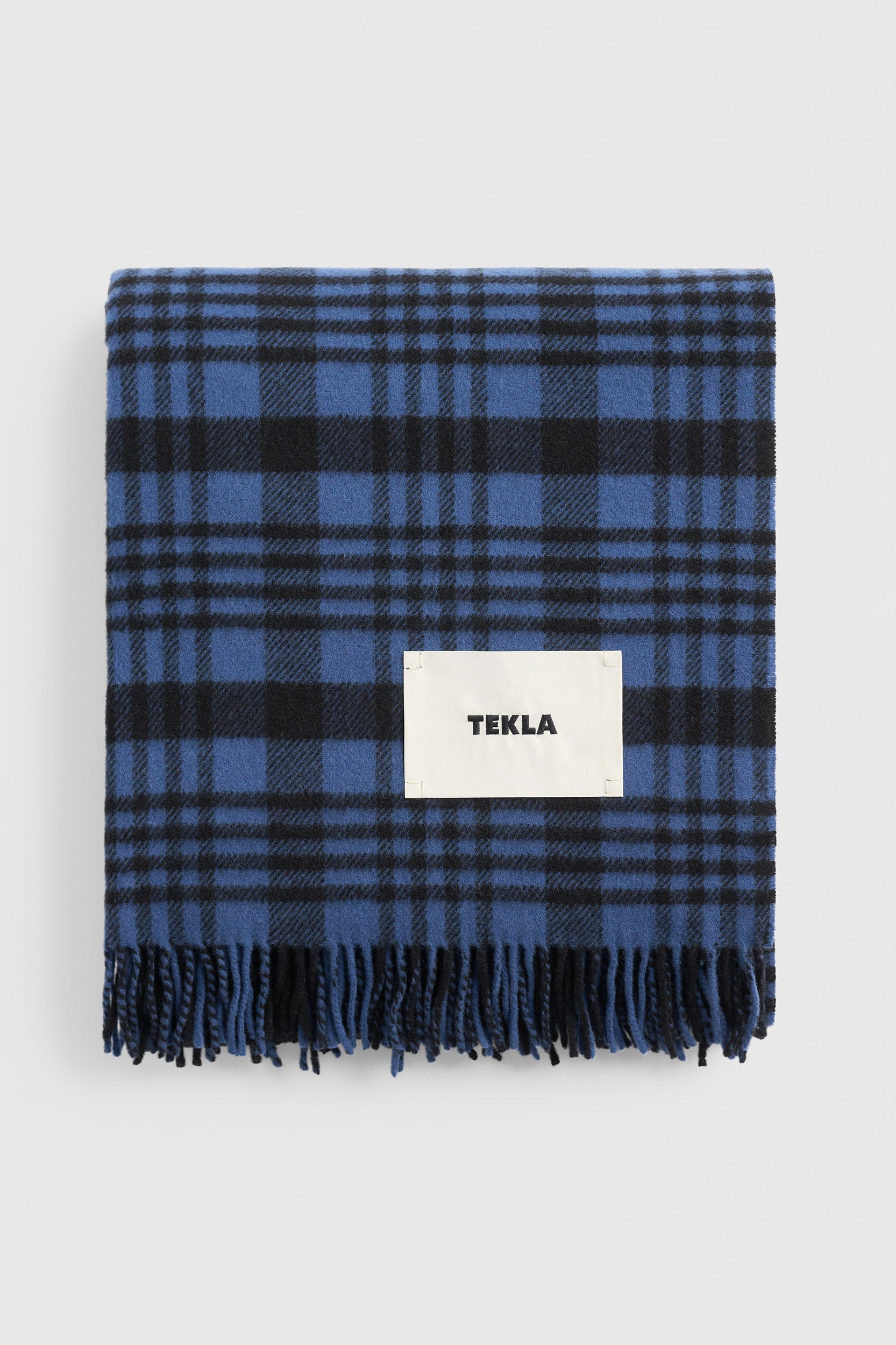 Fringed Blanket Blue Plaid