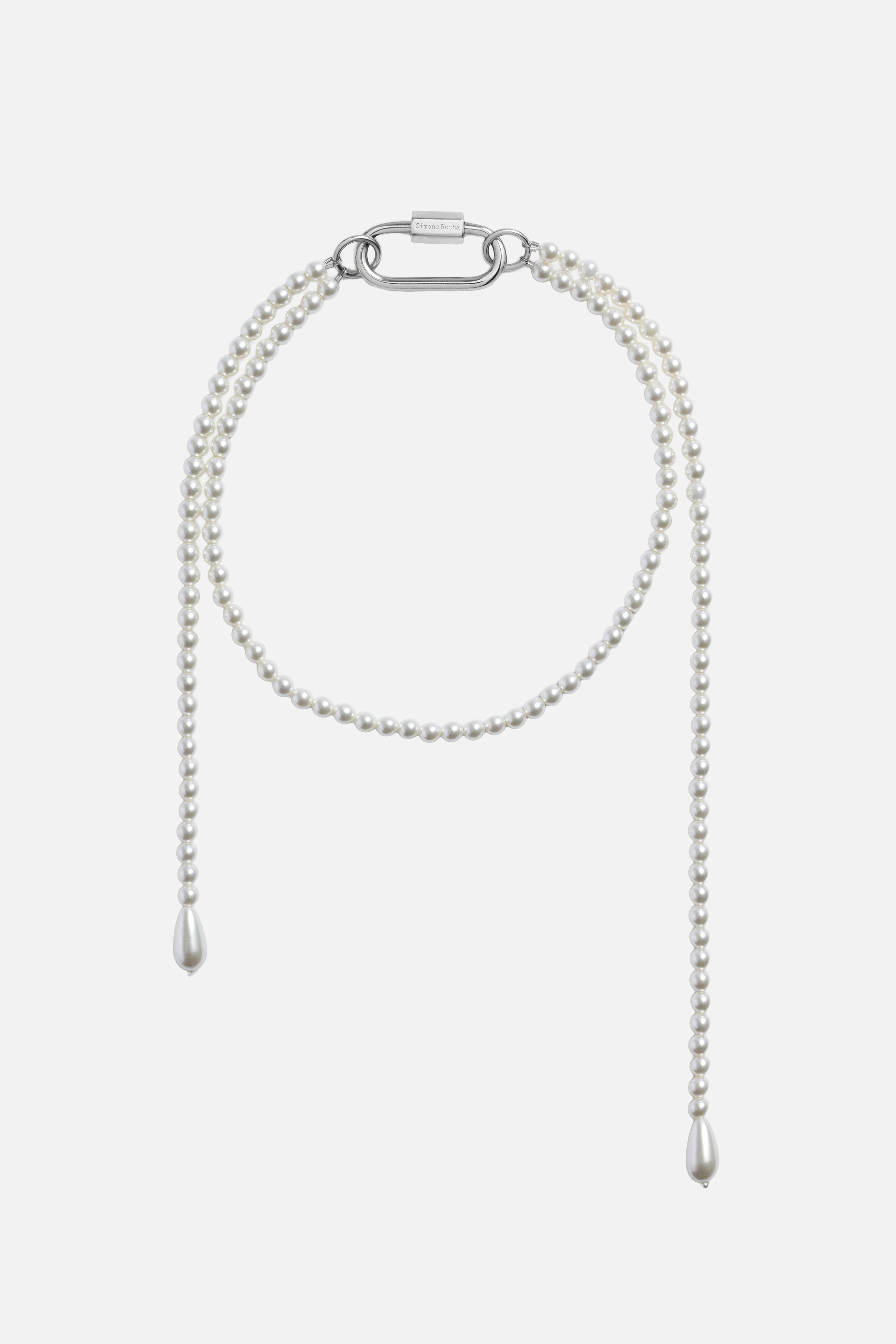 Fragment Pearl Carabiner Necklace Pearl