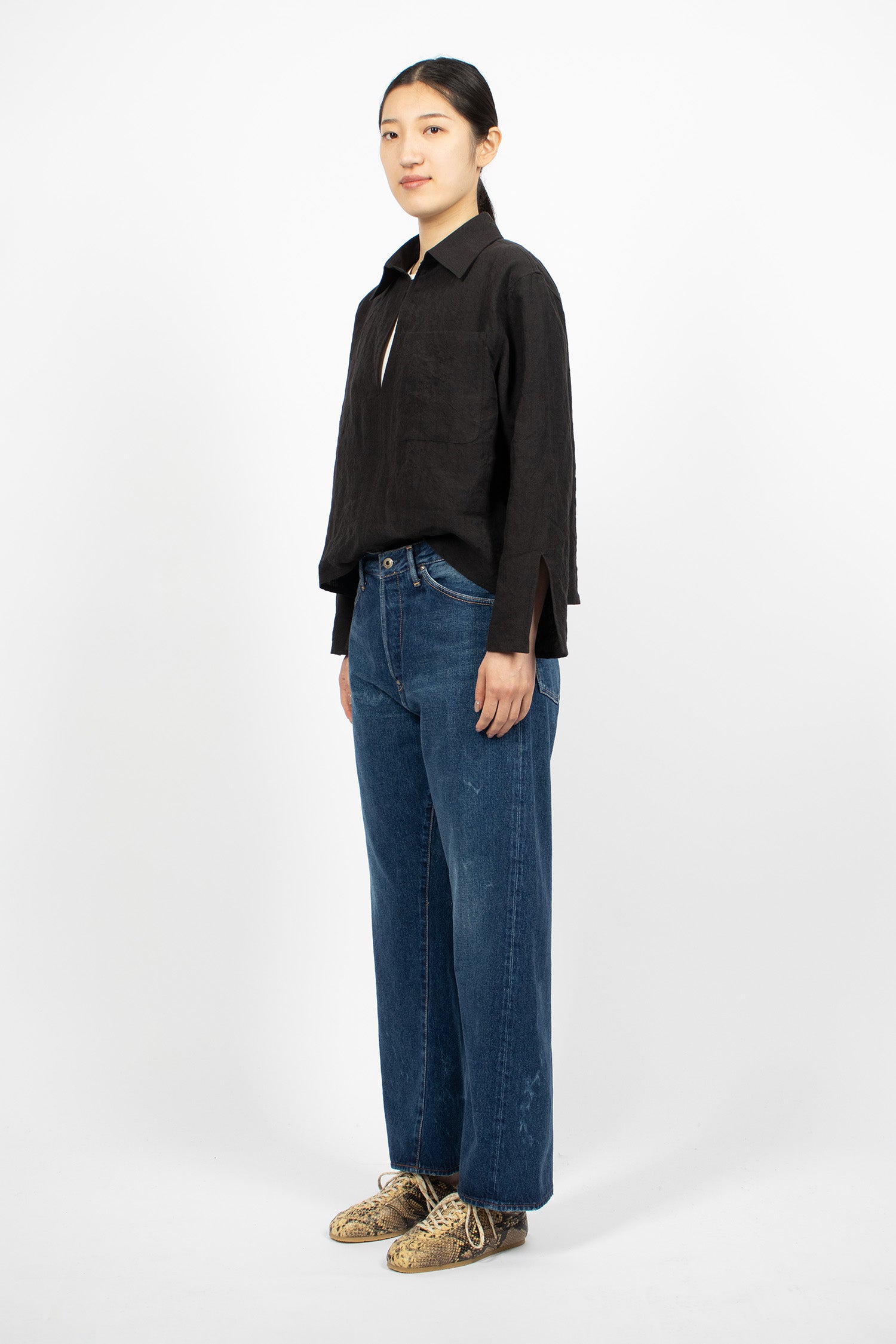 WP03 Selvedge Baggy Jean Used Dark