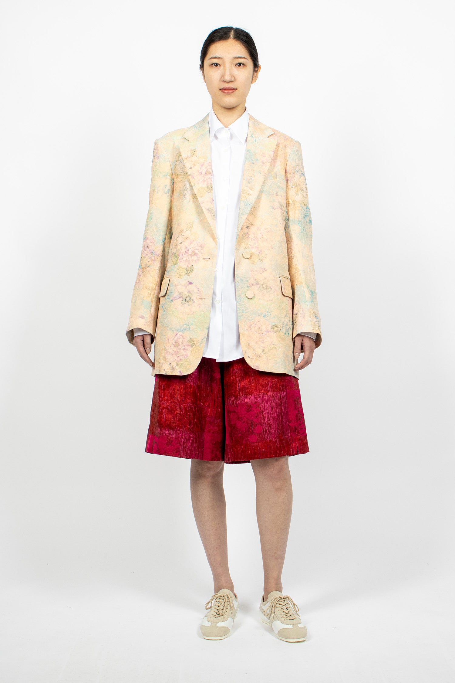 Jacquard Single-Breasted Blazer Light Pink