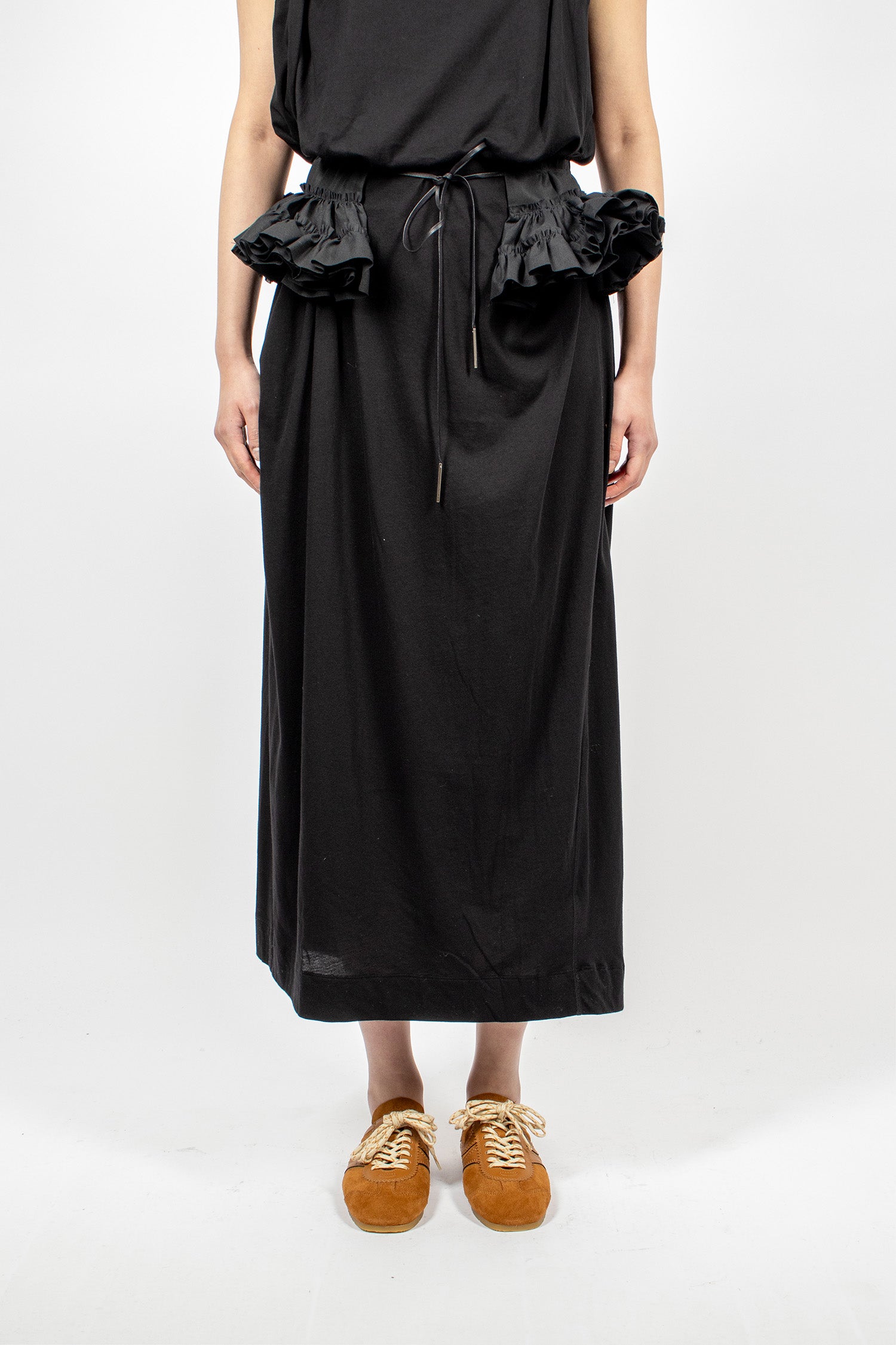 Ruffled Cotton Belt Black