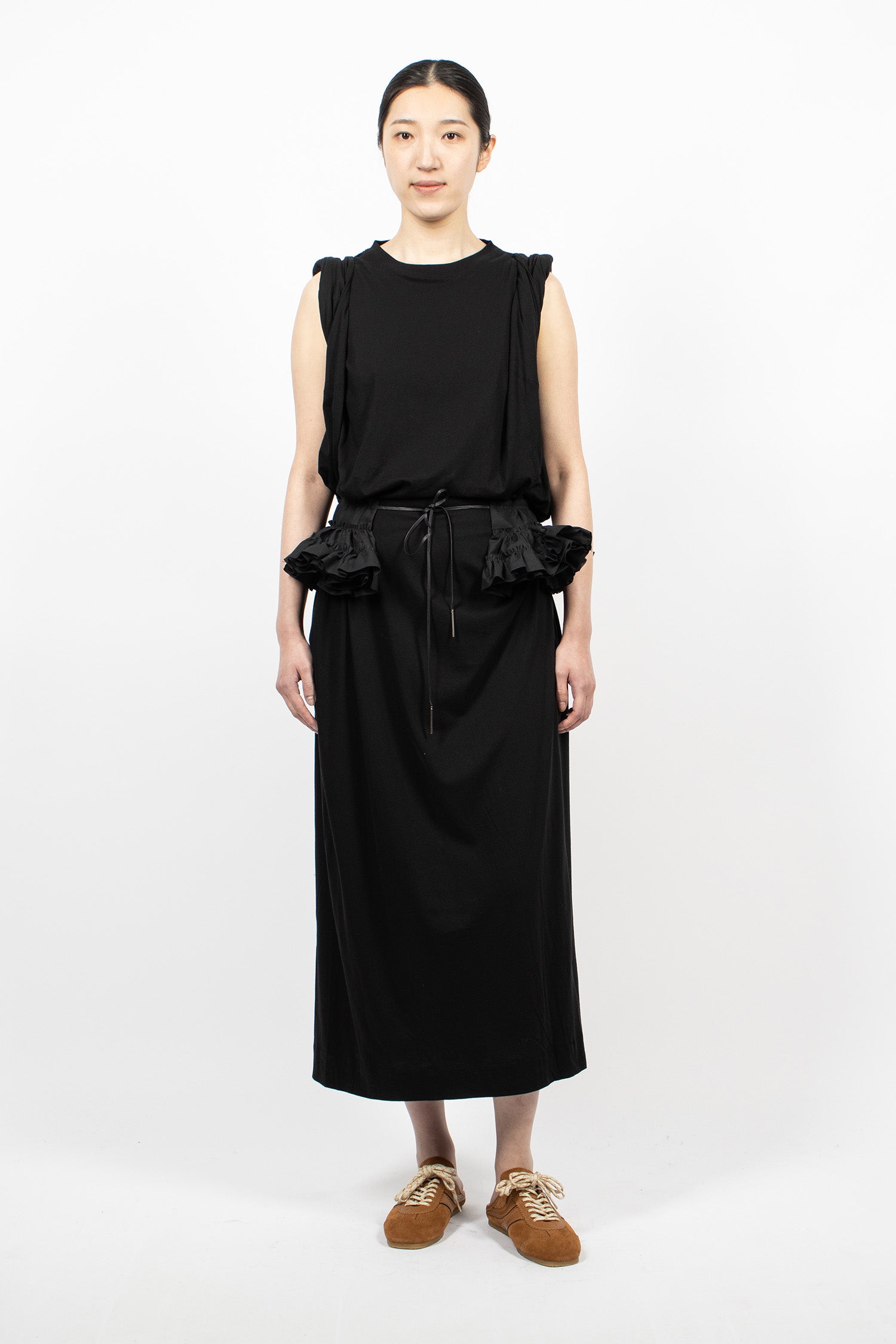 Ruffled Cotton Belt Black