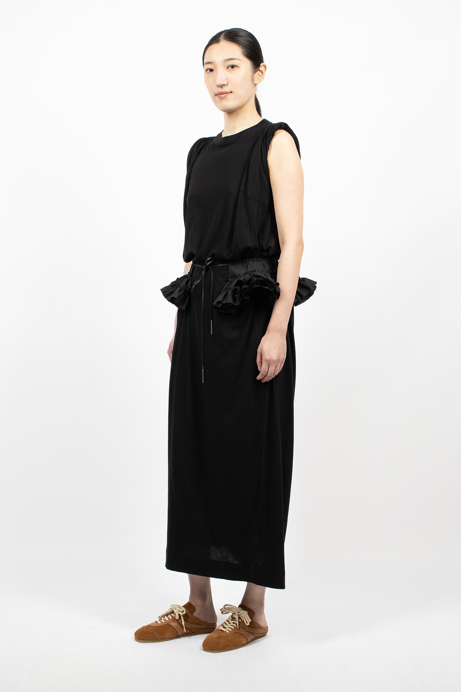 Ruffled Cotton Belt Black