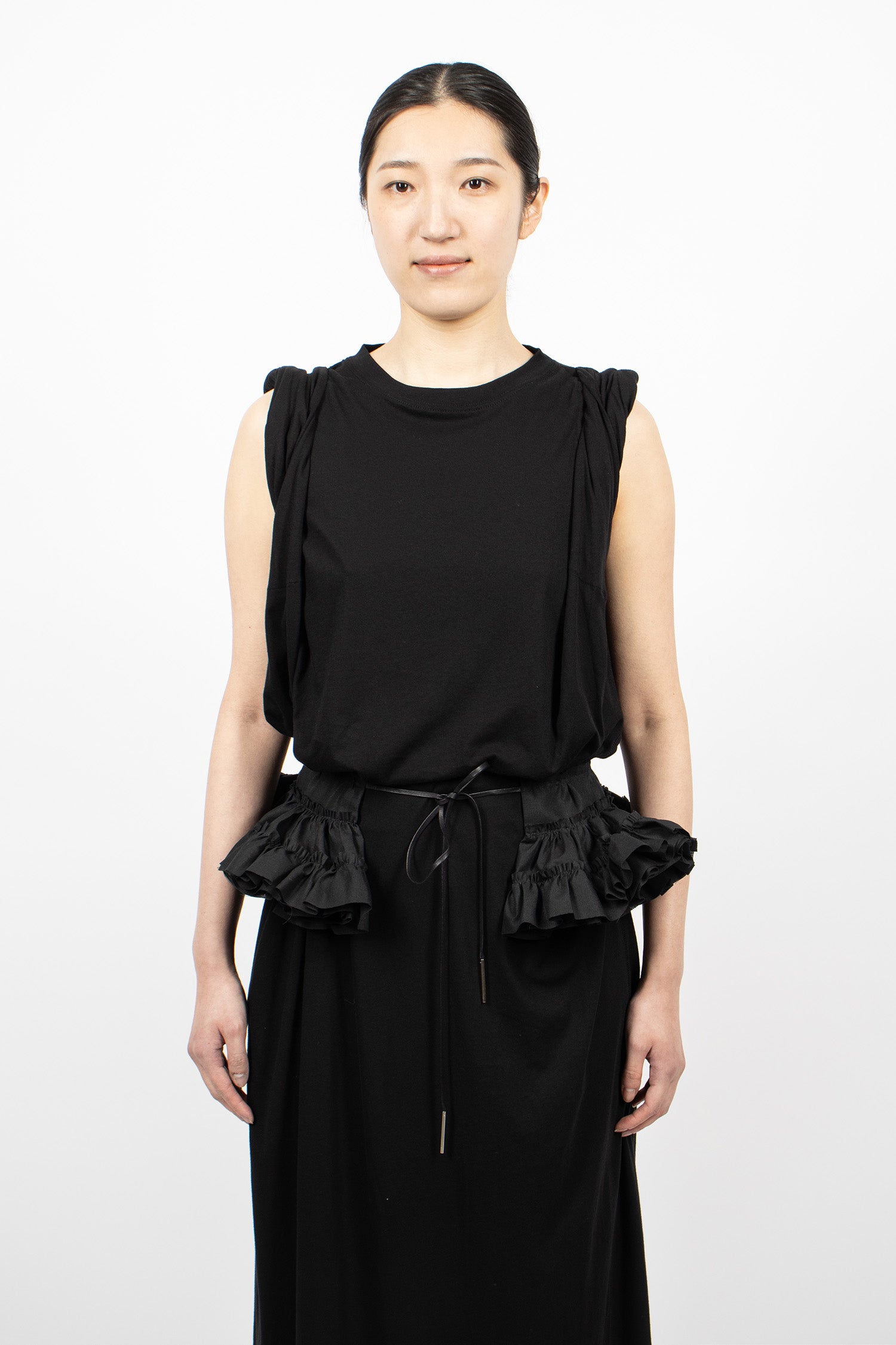 Ruffled Cotton Belt Black