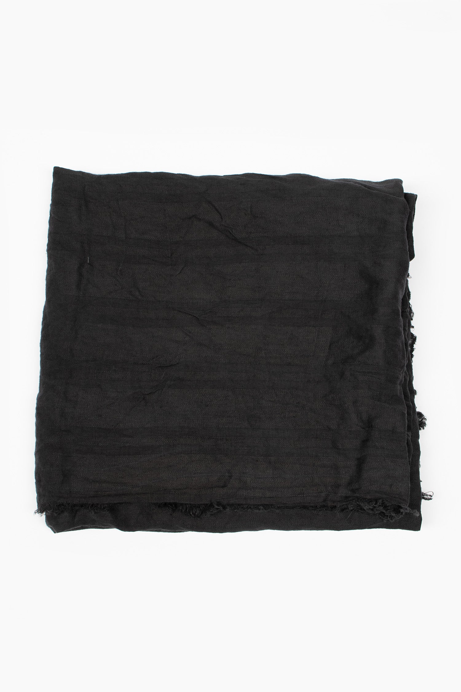 Square Linen Scarf Seltstripe Black