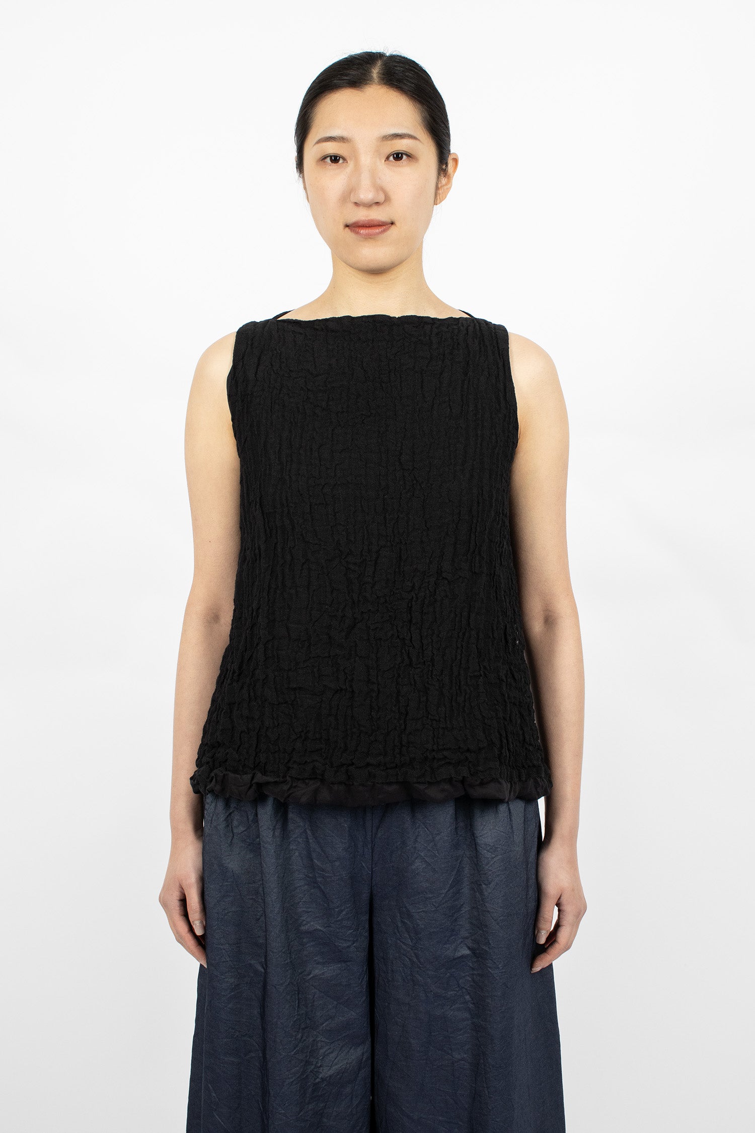 Double-Layered Tank Top Black