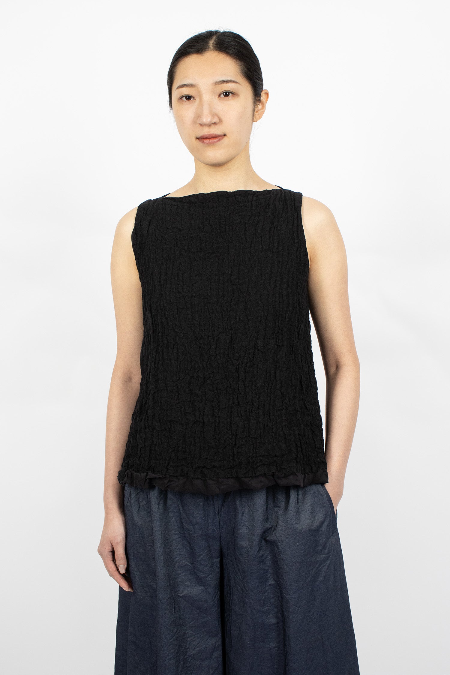 Double-Layered Tank Top Black