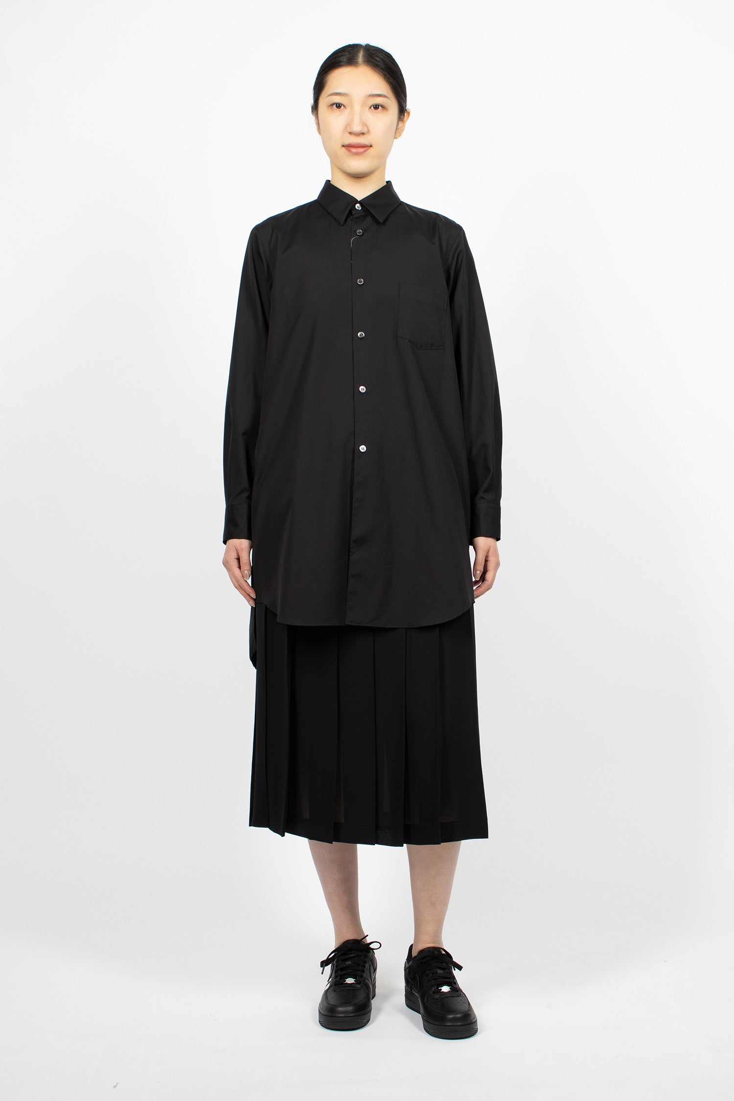 Drawstring Longline Shirt Black