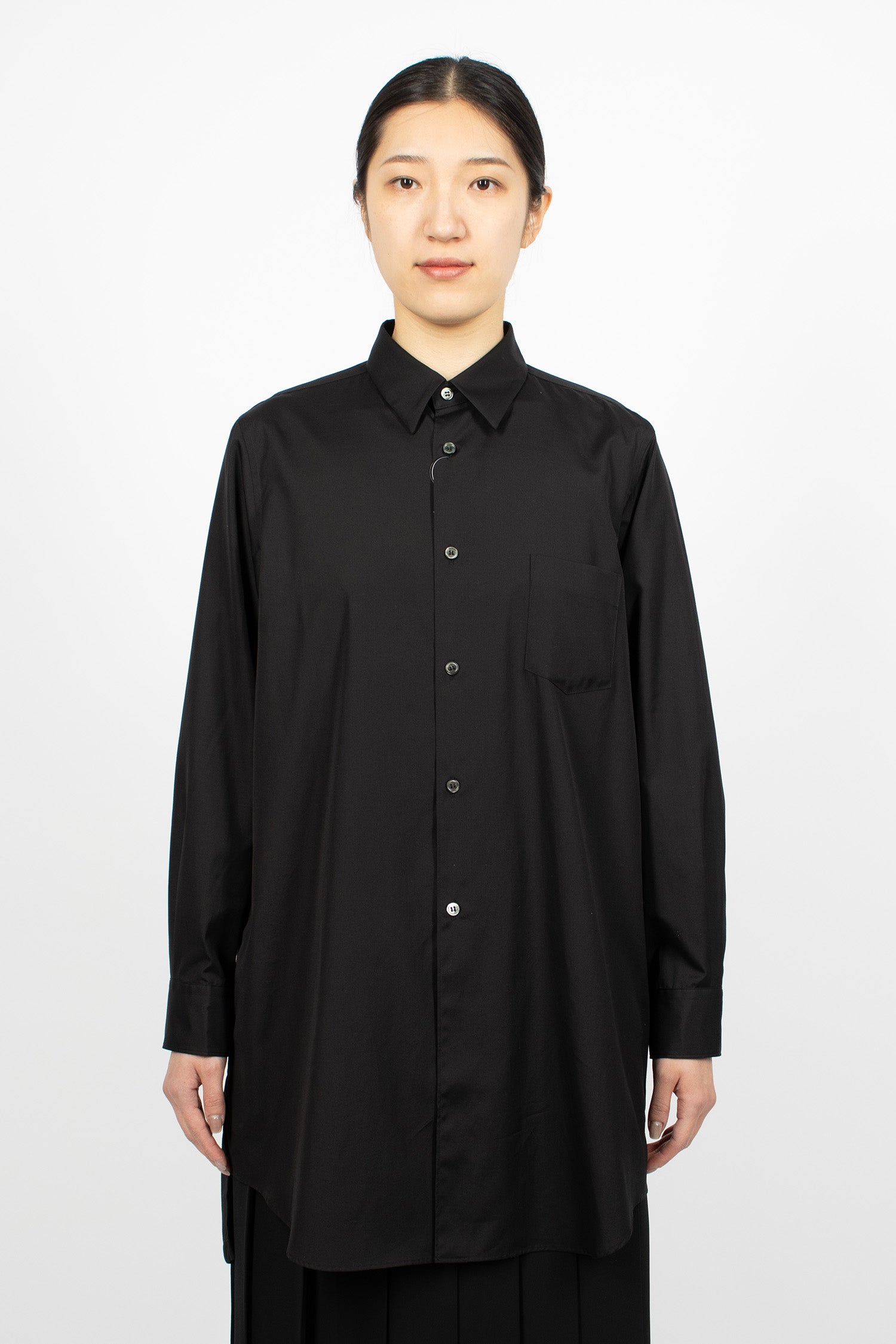 Drawstring Longline Shirt Black