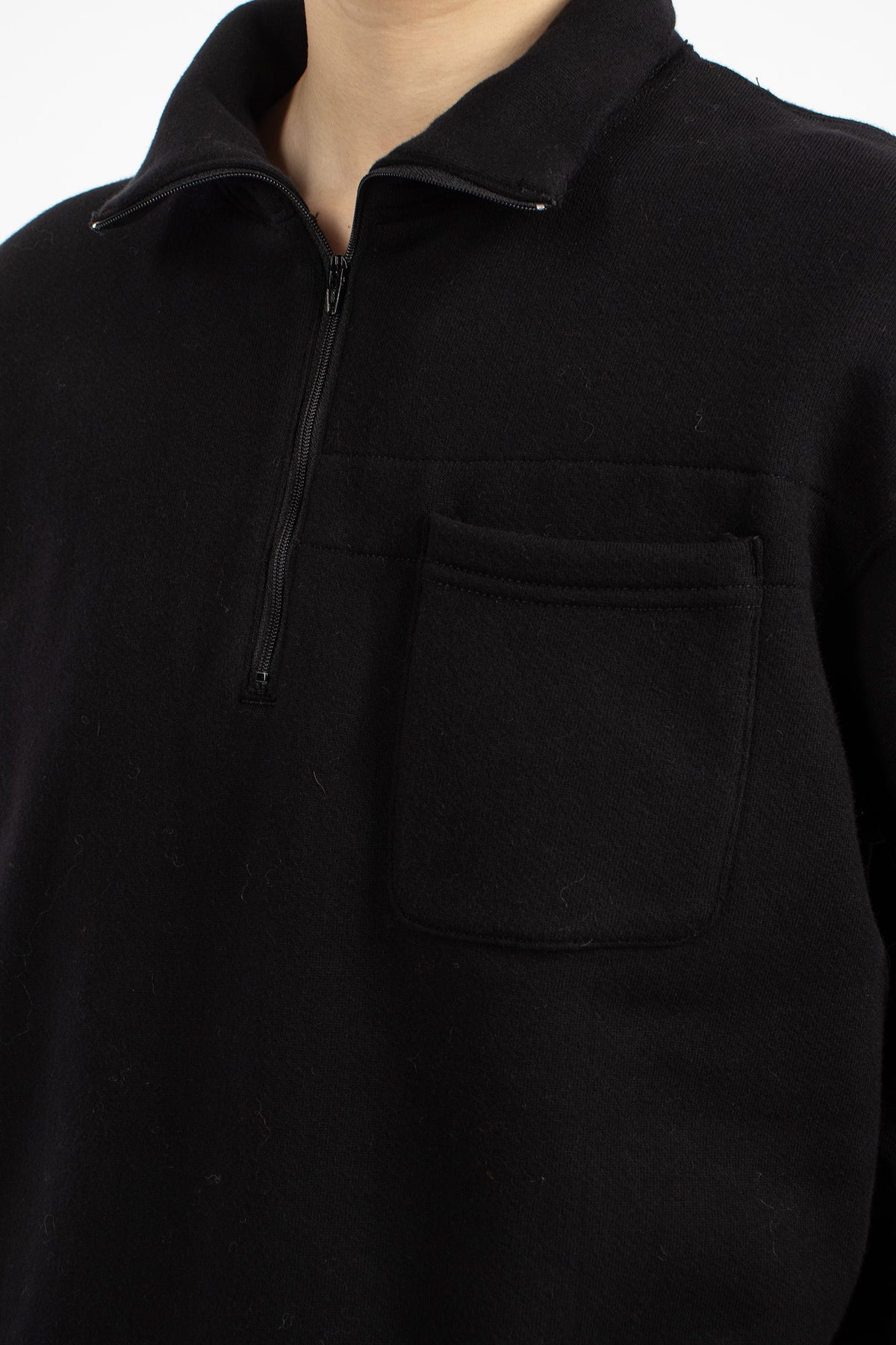 Zip Mock Neck Black