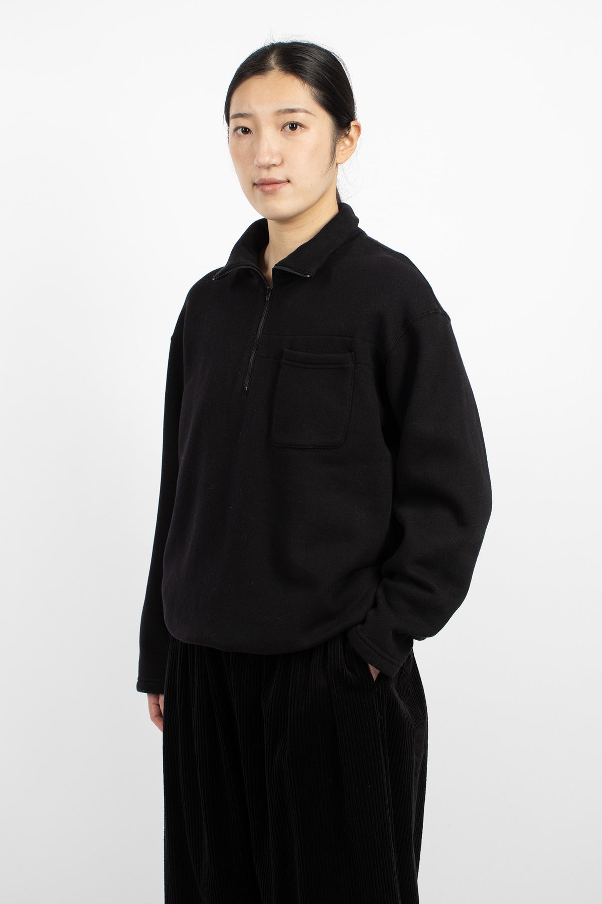 Zip Mock Neck Black