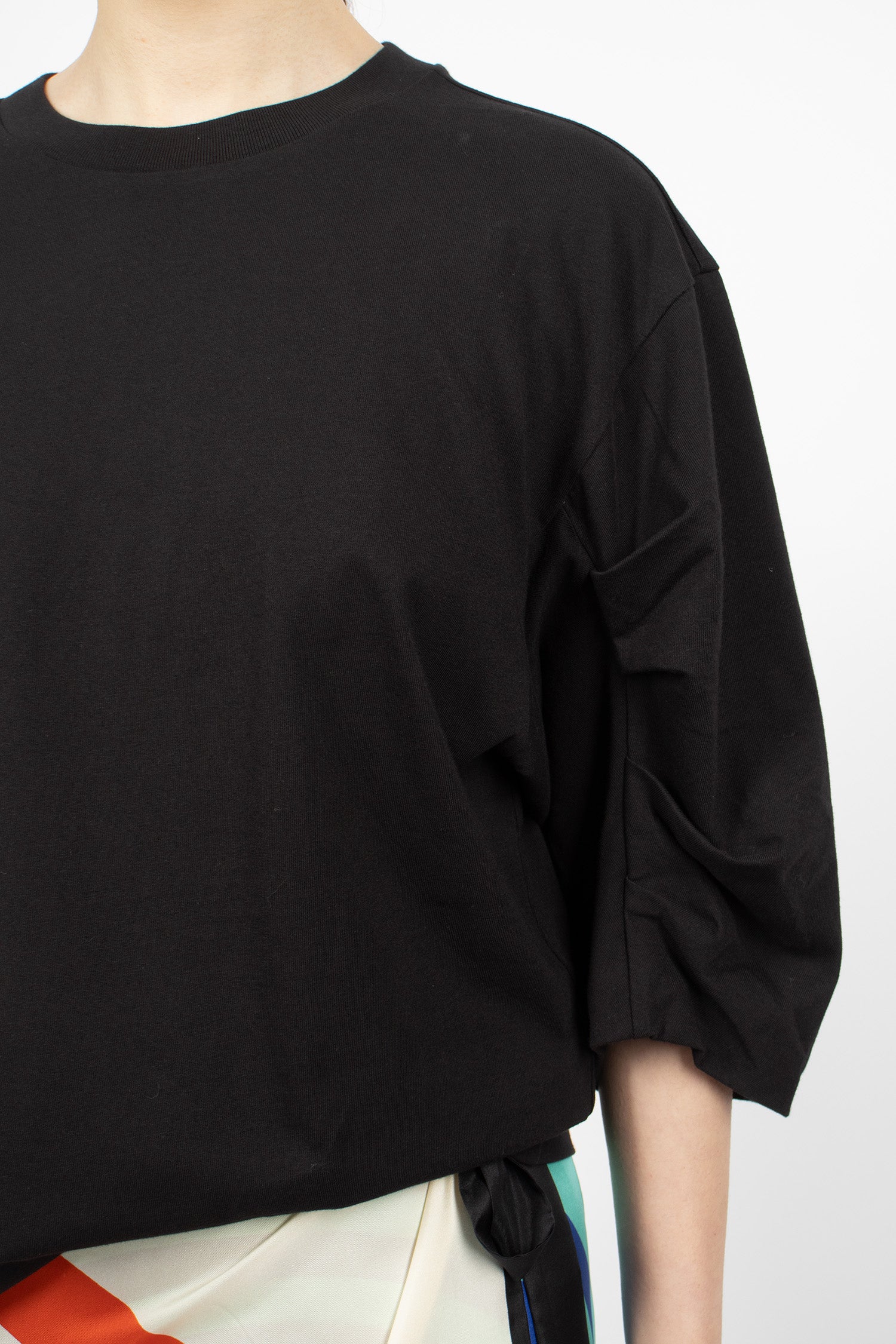 Gathered Jersey T-Shirt Black