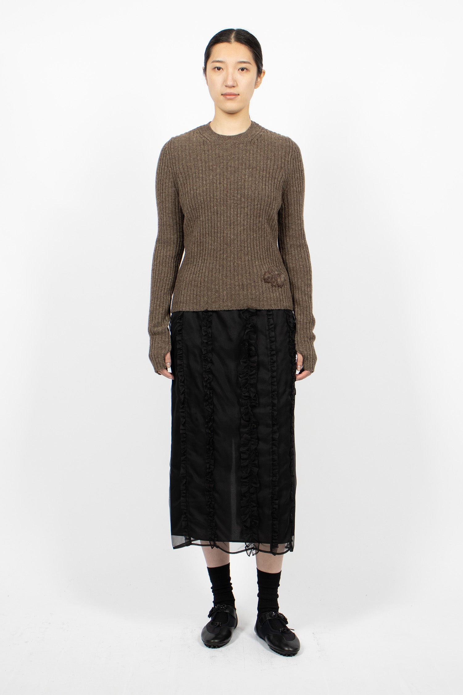 Blas Nordic Rib Knit Pullover Brown