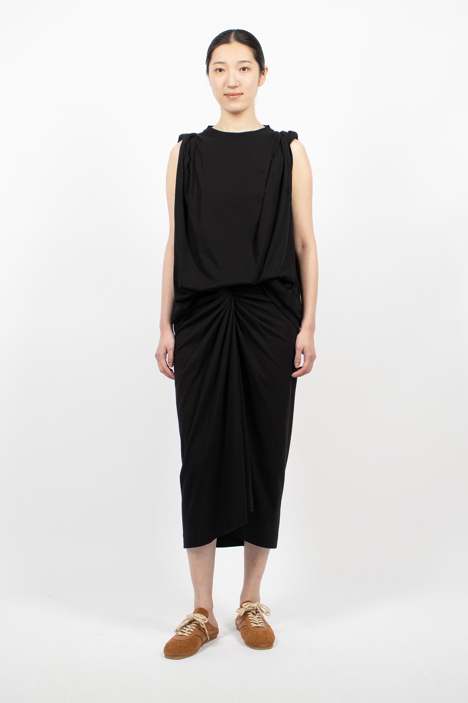 Sleeveless Twisted Jersey T-Shirt Black