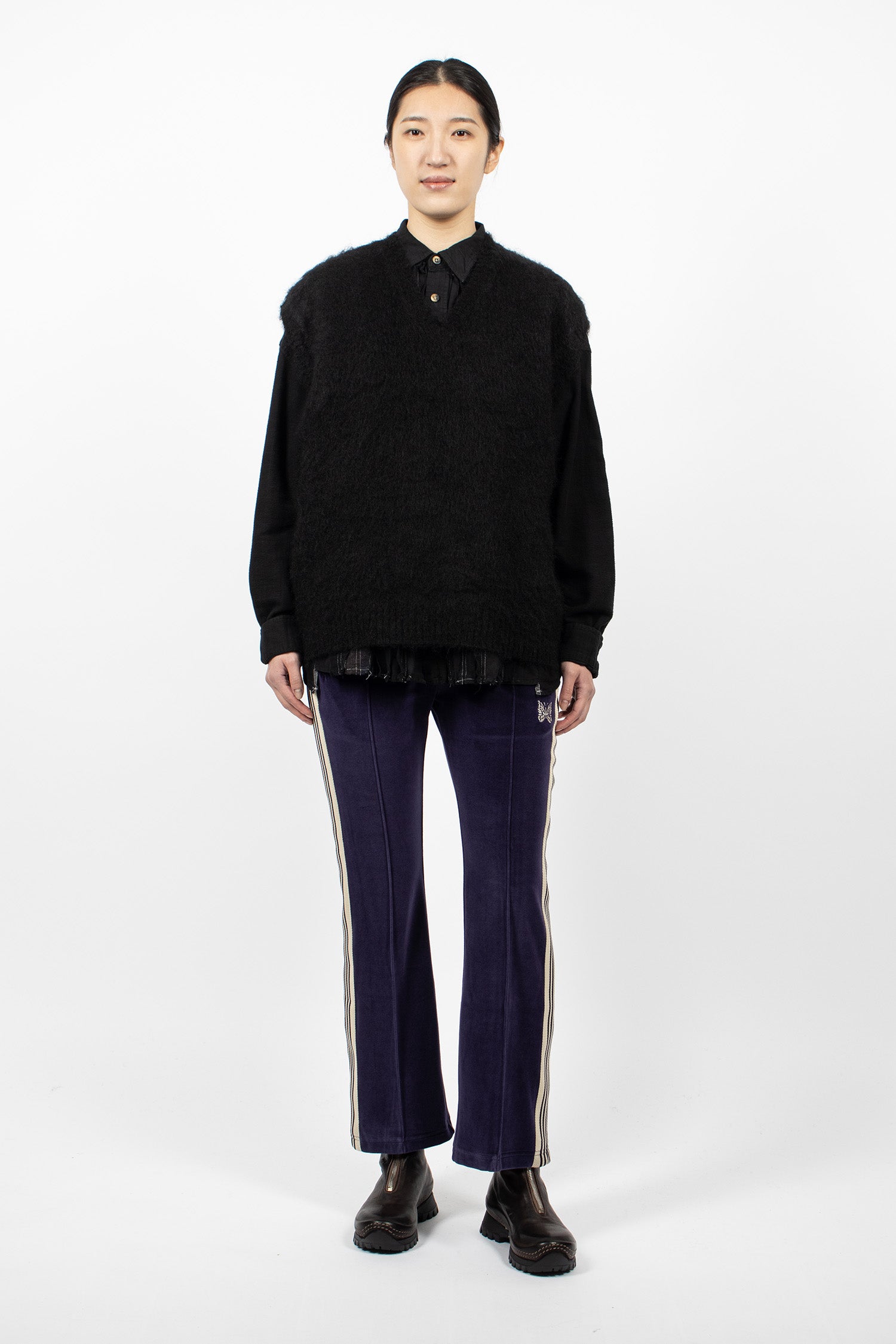 Boot-Cut Track Pant Navy Velour