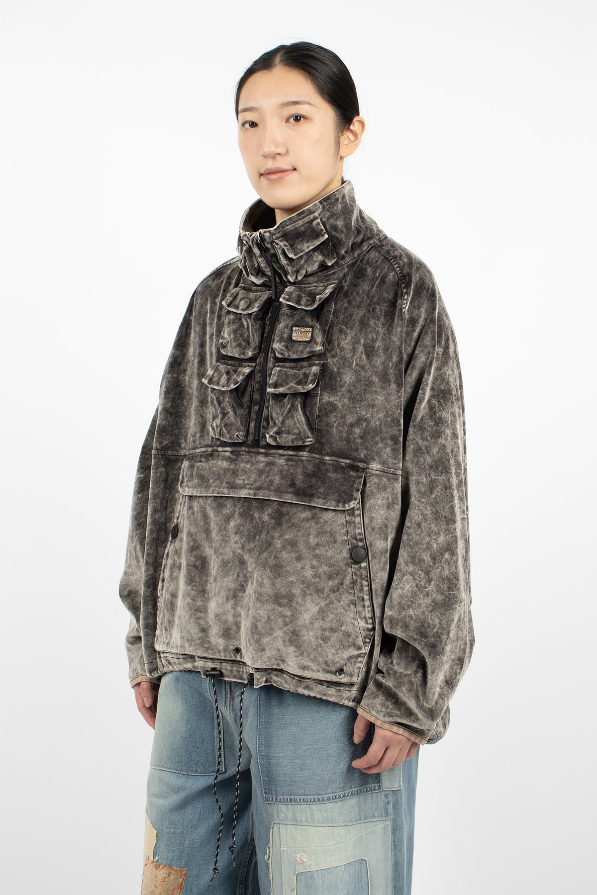 Velveteen Nickle Anorak Black Dirty Dyed