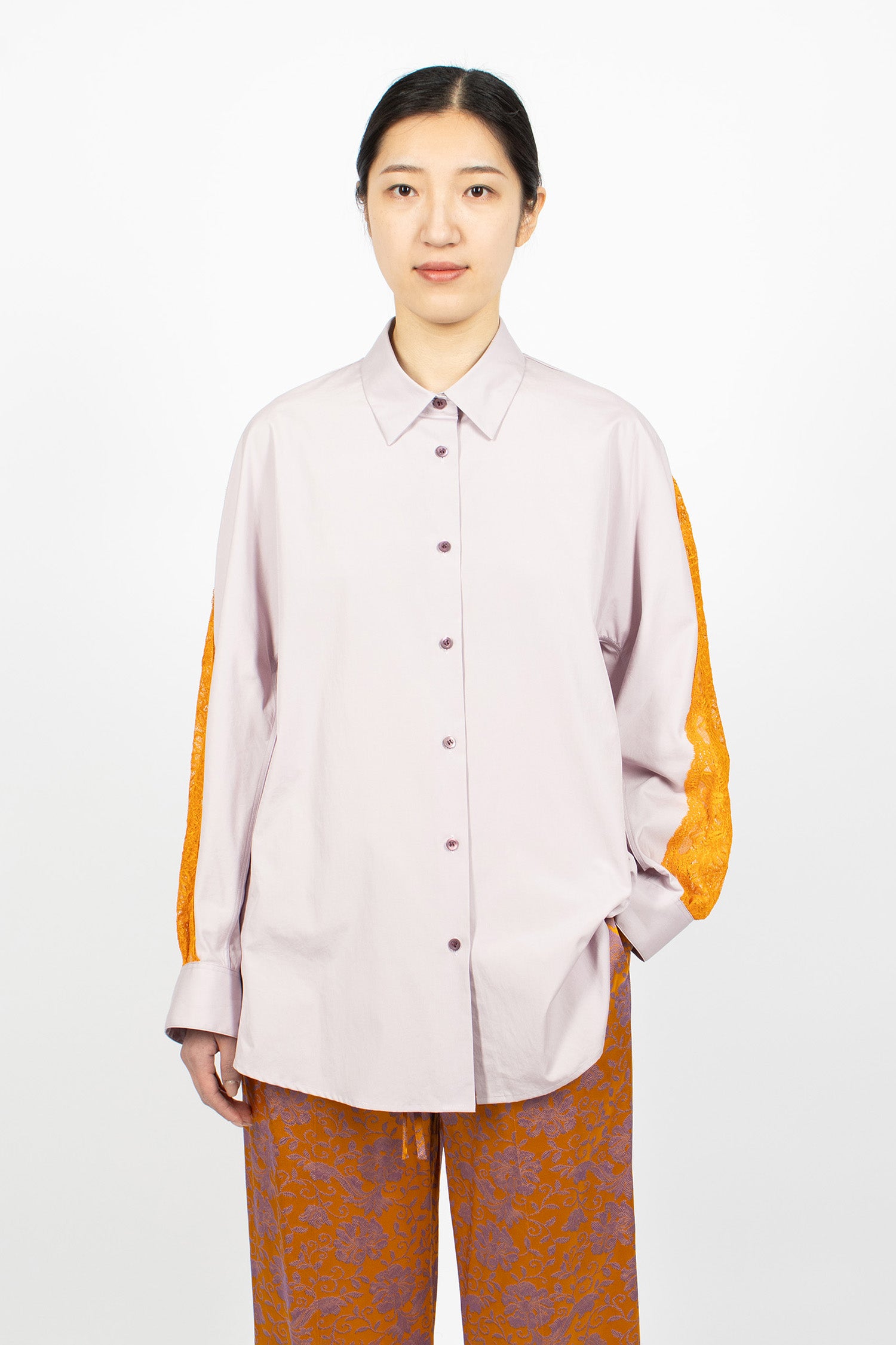 Lace Cocoon Shirt Lilac