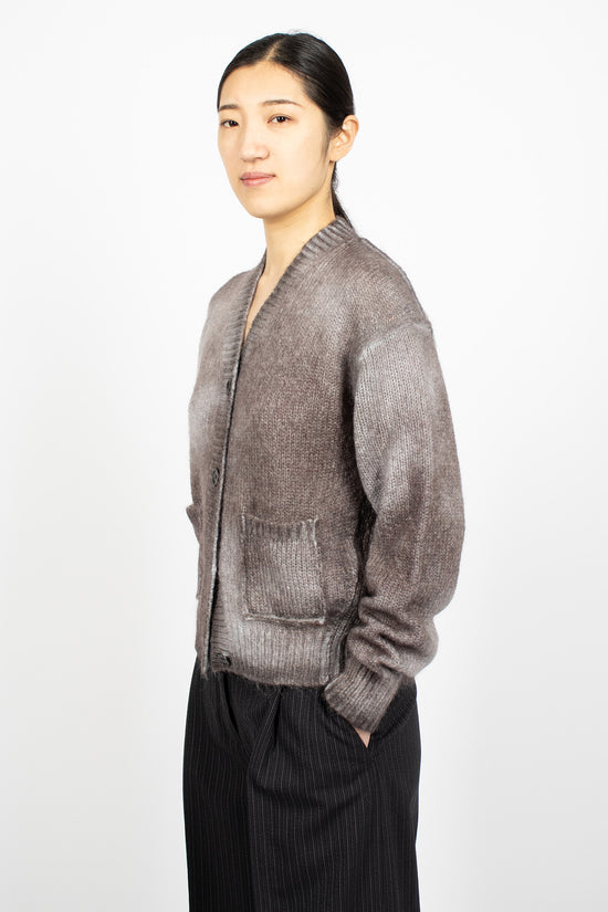 Cardigan Femme Faux Mohair Boutonné - Coupe Classique, Maille Épaisse Brossée, Boutons Dorés