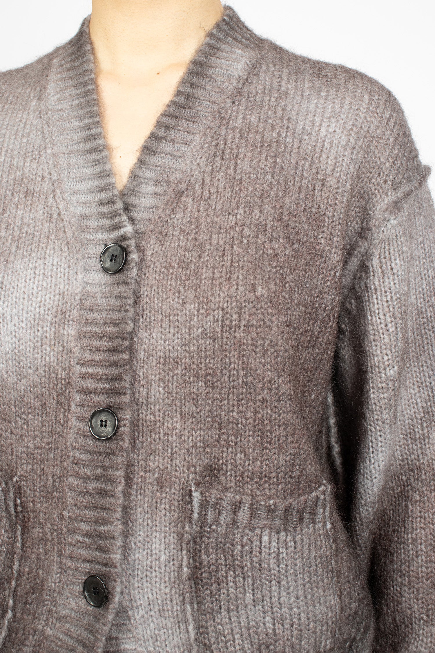 Sprayed Mohair Cardigan Anthracite Grey