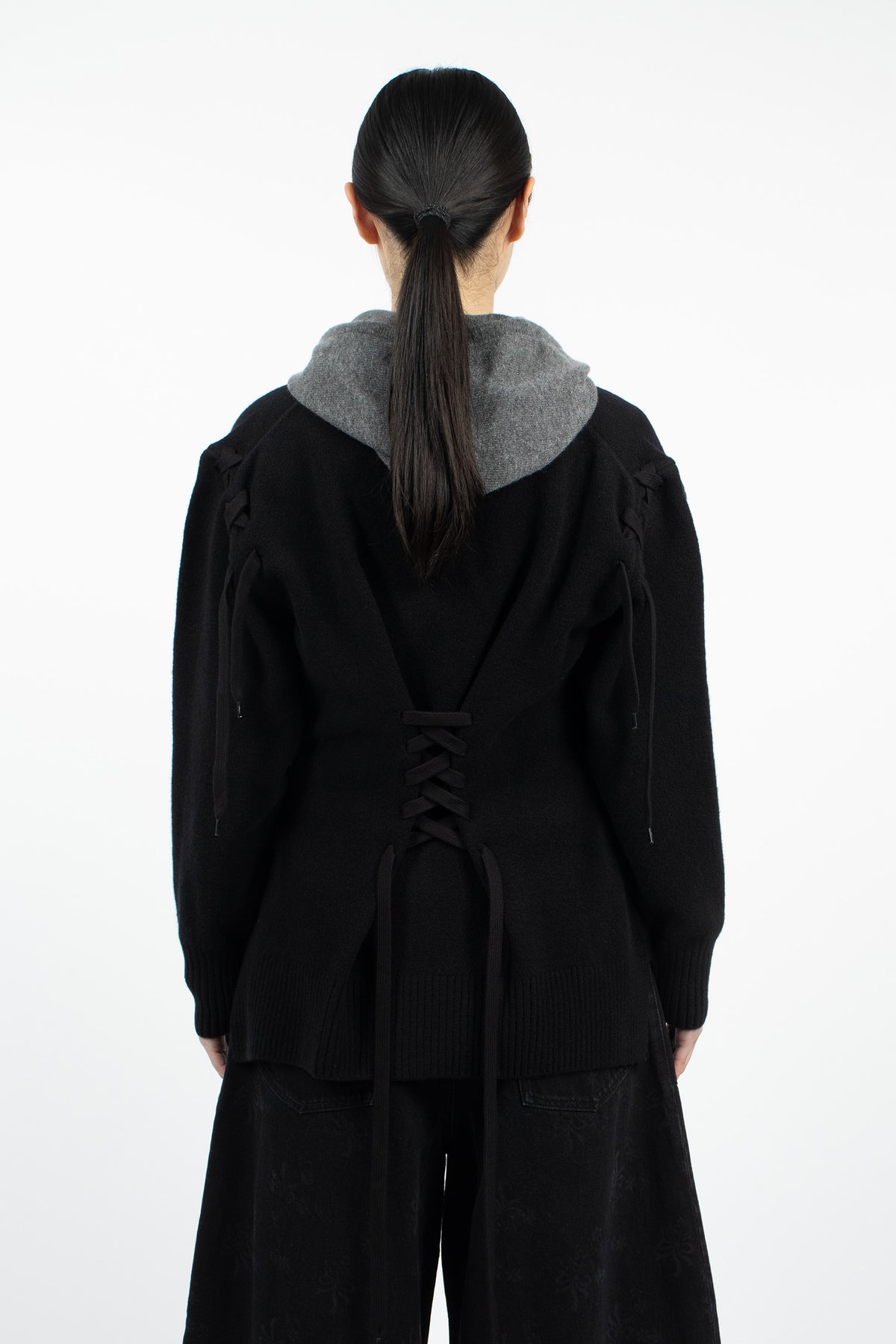Merino Sculpted Corset Cardigan Black/Black