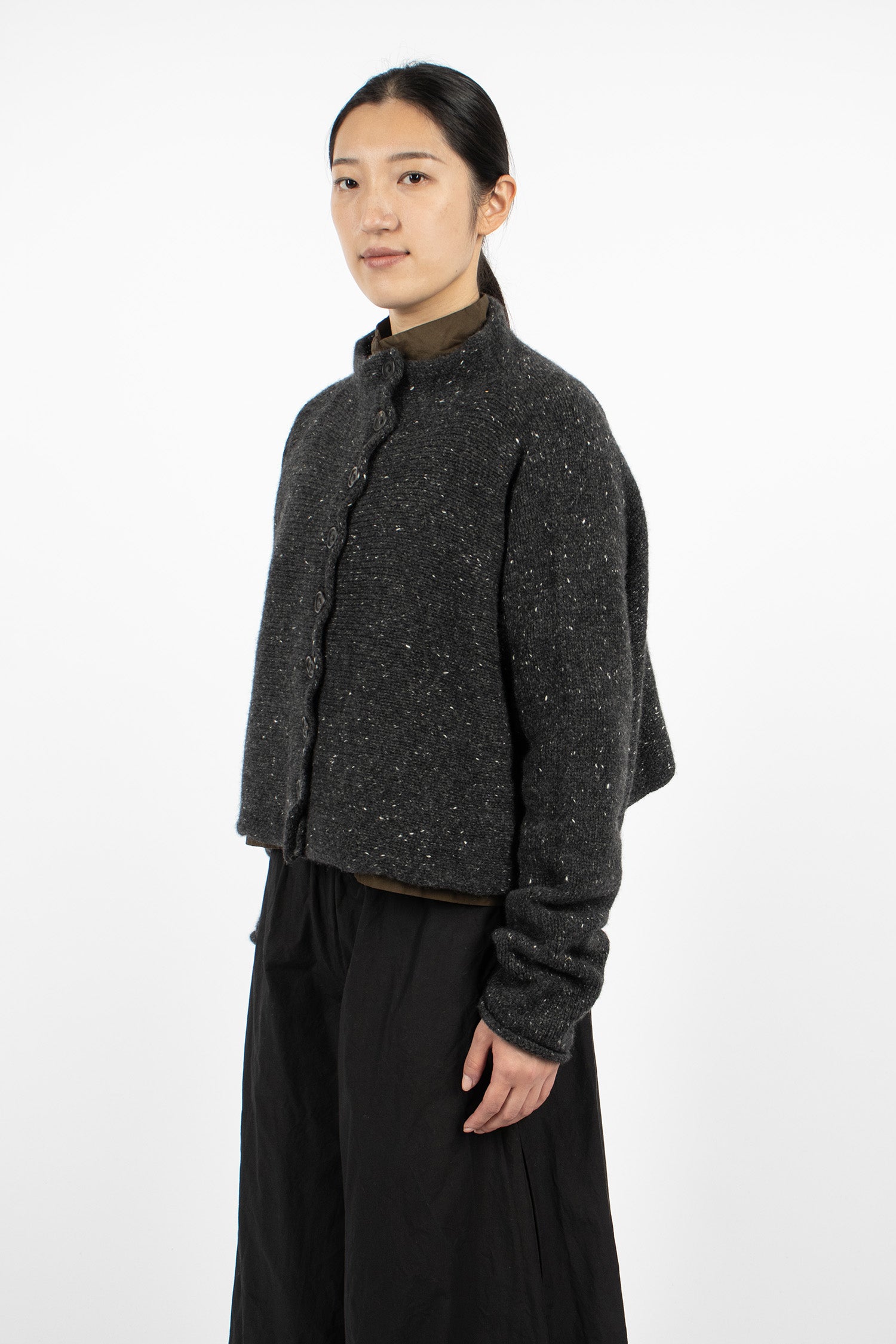 Elder Cashmere Cardigan Black Donegal