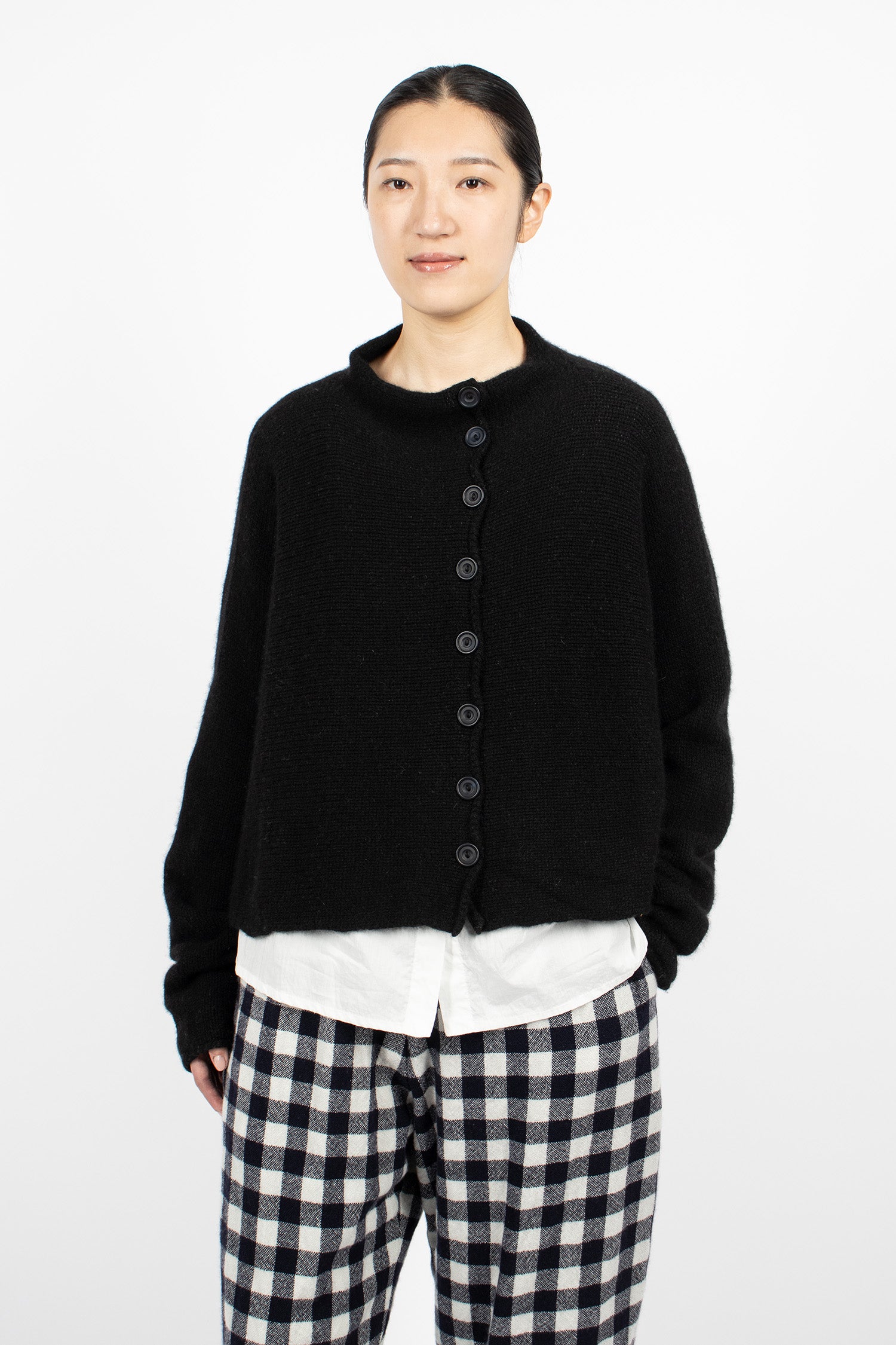 Elder Cashmere Cardigan Black Coarsehair